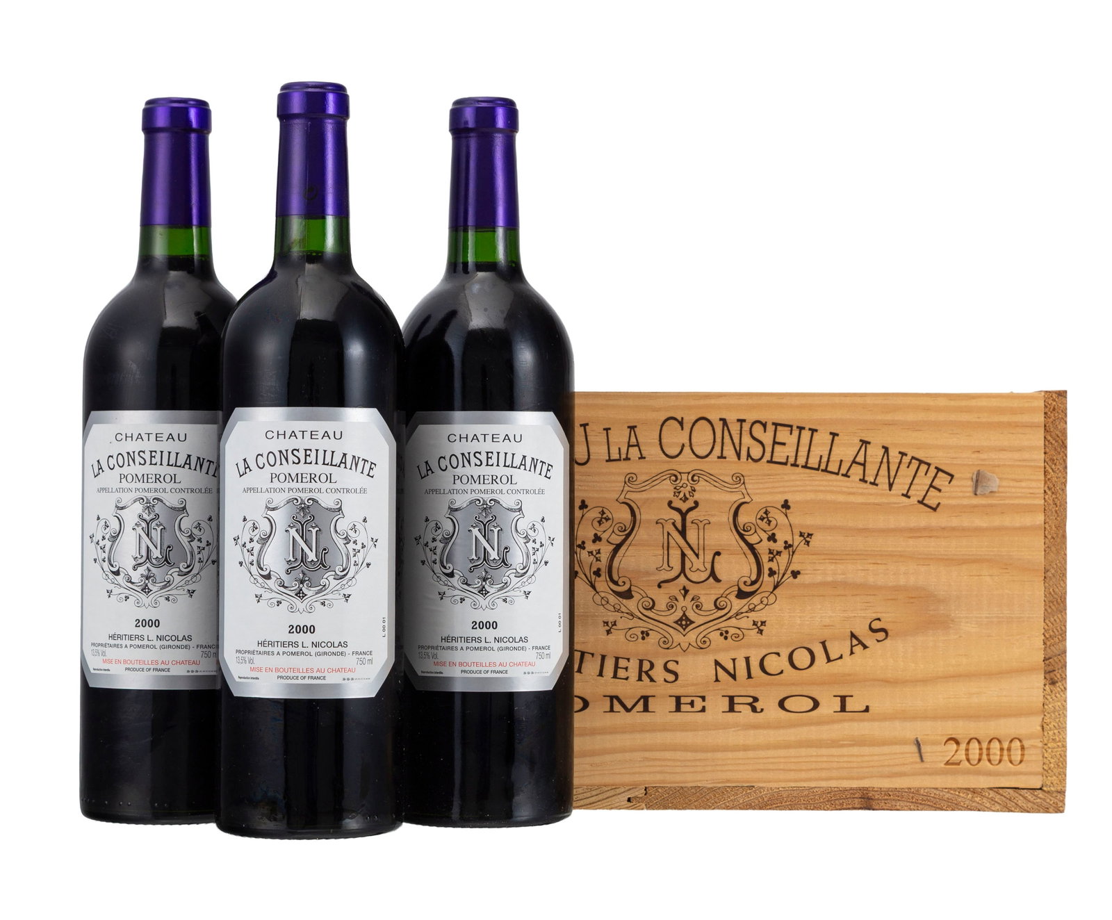 Ch. La Conseillante, 2000, Pomerol, 10 bts, CBO: Ch. La Conseillante, 2000, Pomerol, 10 bts, CBO Condition niveau bas goulot et très légèrement bas pas de couvercle de la caisse