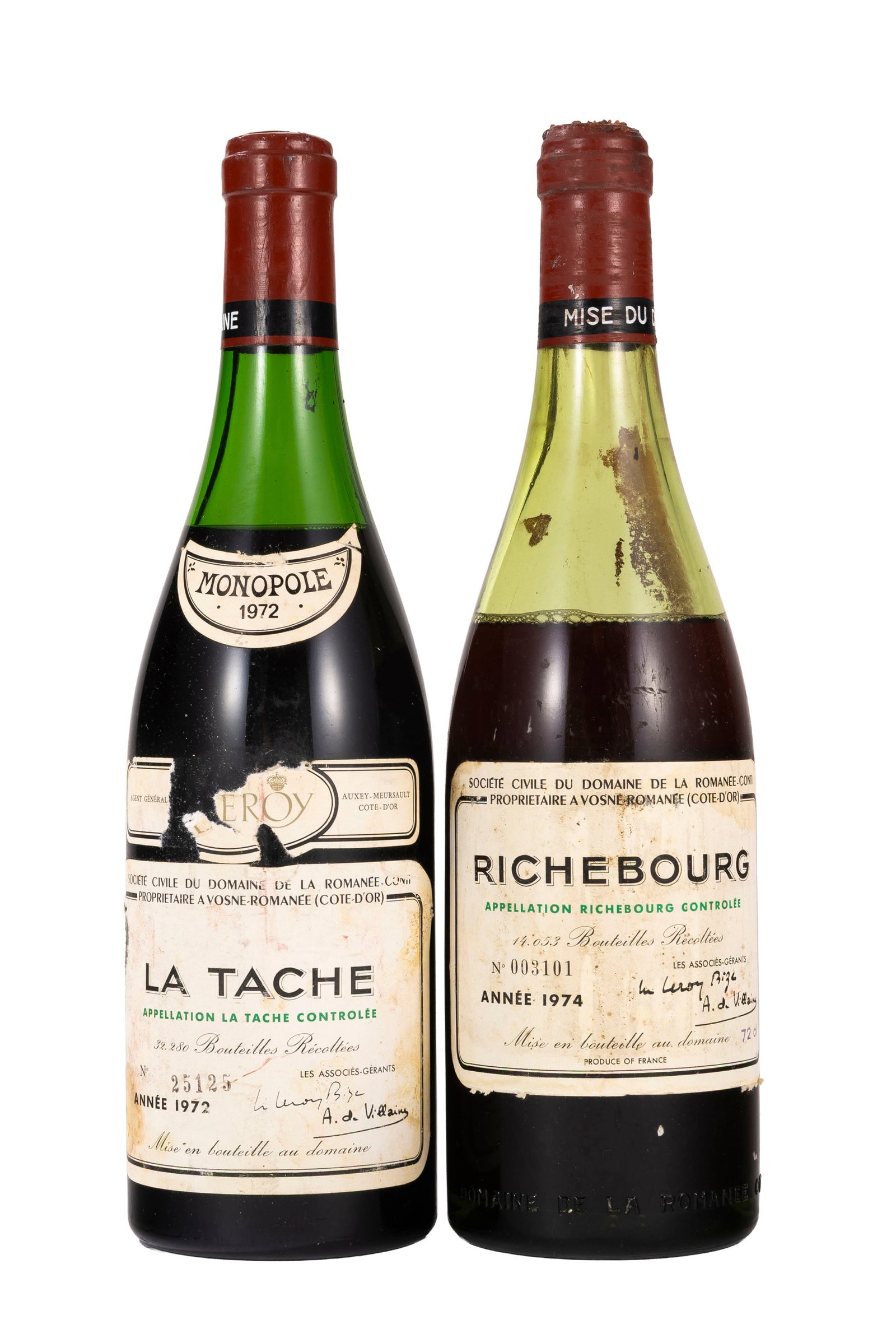 Domaine de la Romanée-Conti, La Tâche, 1972, 1 bt. On joint : Domaine de la Romanée - 2