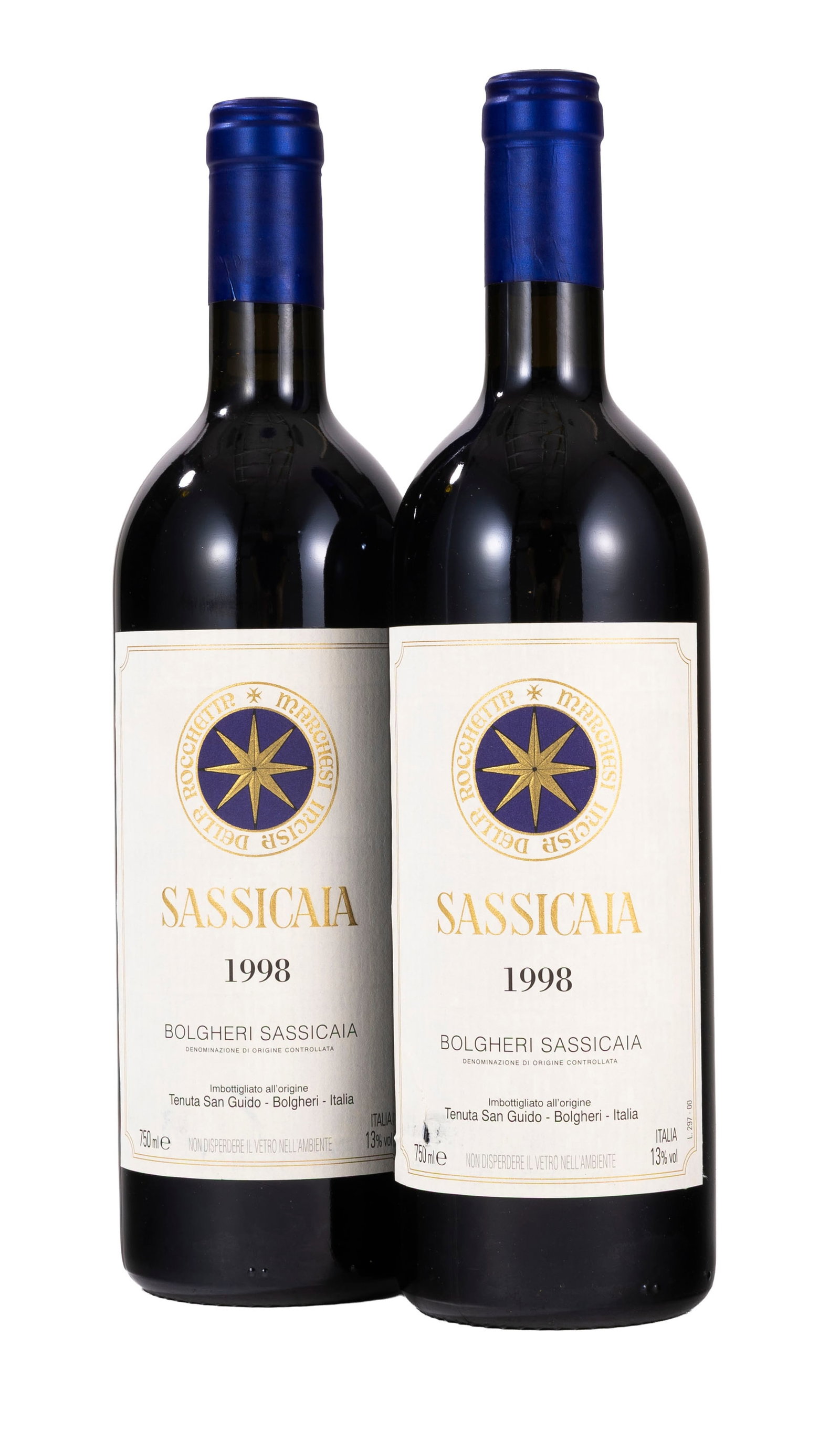Sassicaia, Tenuta San Guido, 1998, Bolgheri, Toscane, Italie, 2 bts: Sassicaia, Tenuta San Guido, 1998, Bolgheri, Toscane, Italie, 2 bts