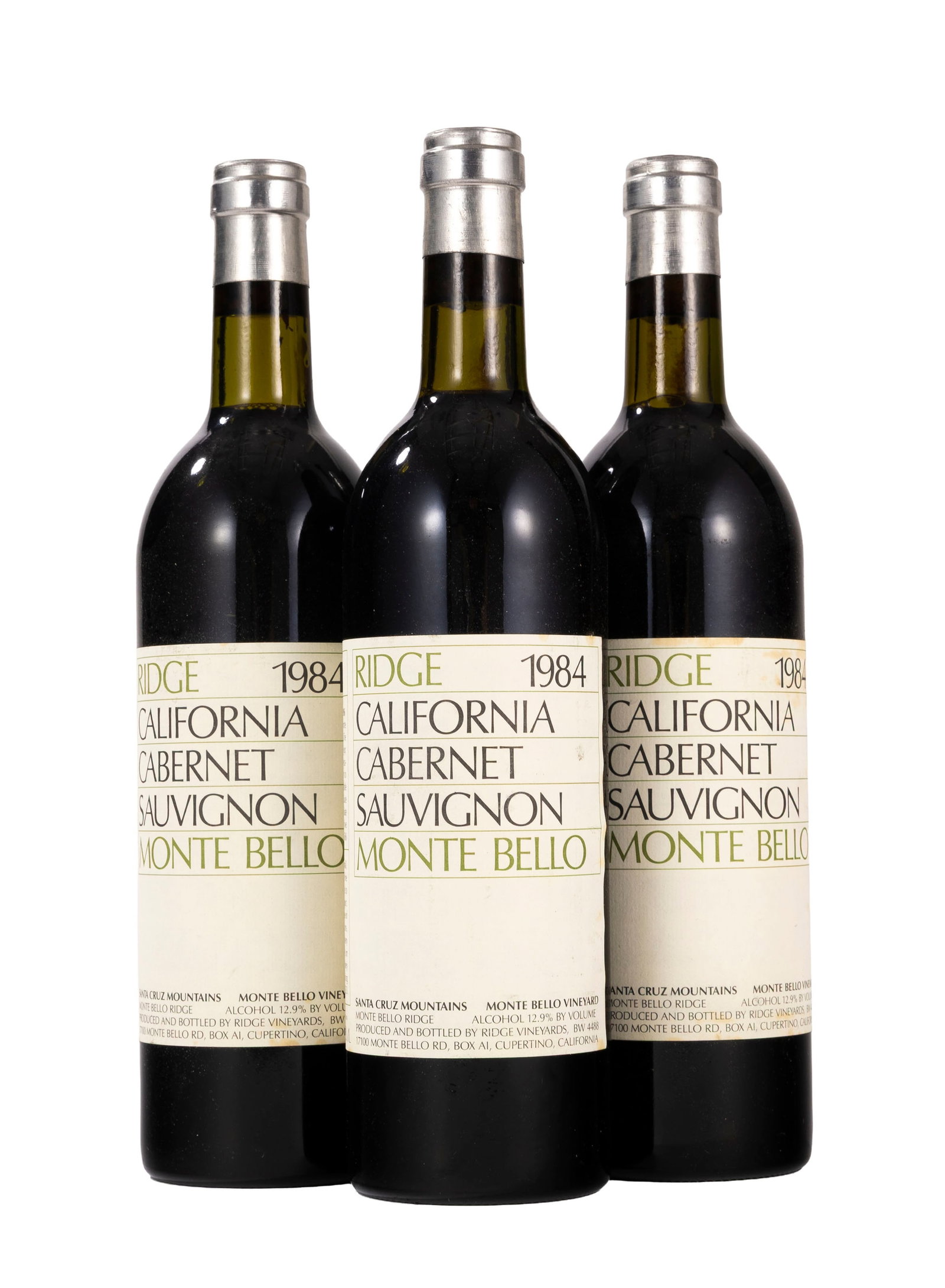 Ridge, Monte Bello, 1984, Californie, 3 bts: Ridge, Monte Bello, 1984, Californie, 3 bts Condition niveau très légèrement bas rousseurs sur les étiquettes