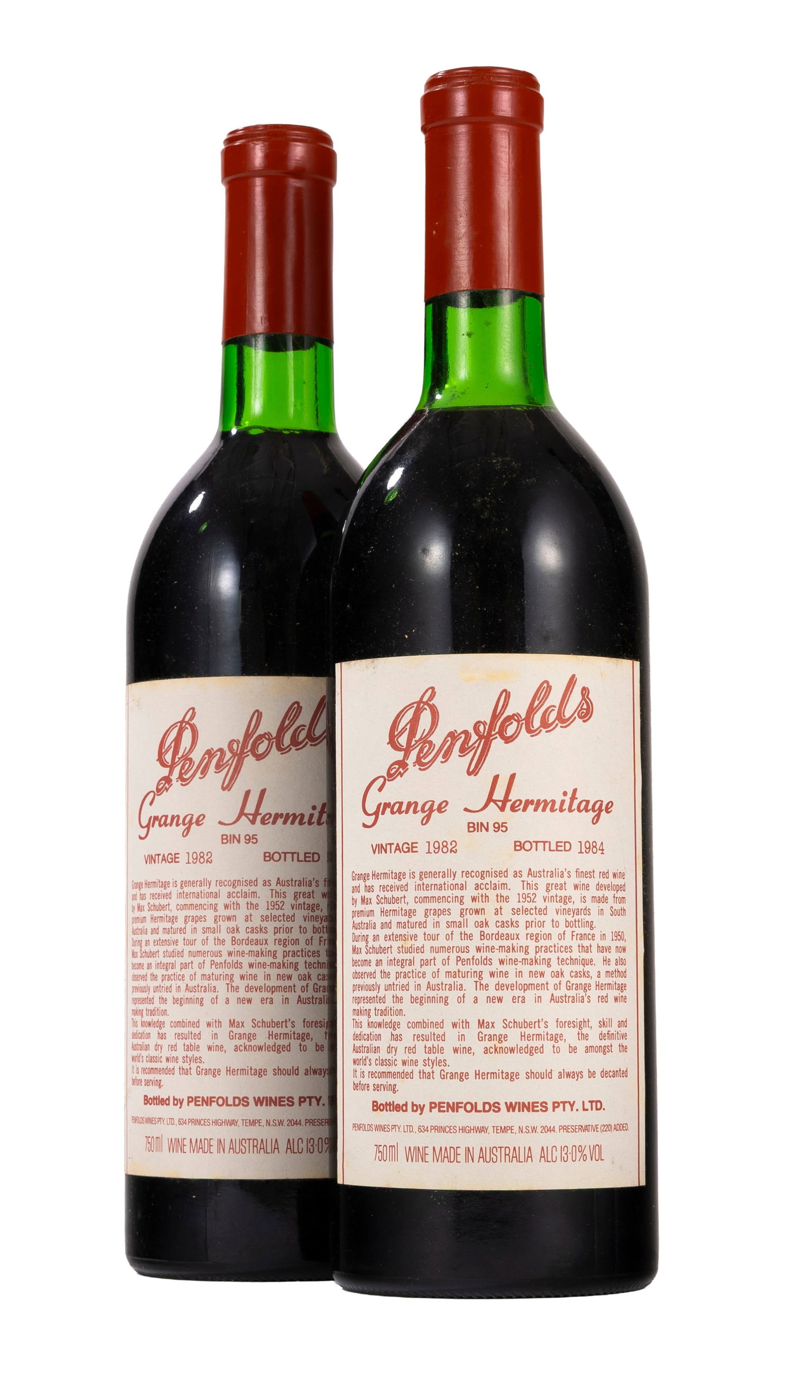 Penfold’s, Grange Hermitage, 1982, Australie, 2 bts: Penfold’s, Grange Hermitage, 1982, Australie, 2 bts Condition niveau très légèrement bas rousseurs sur l'étiquette