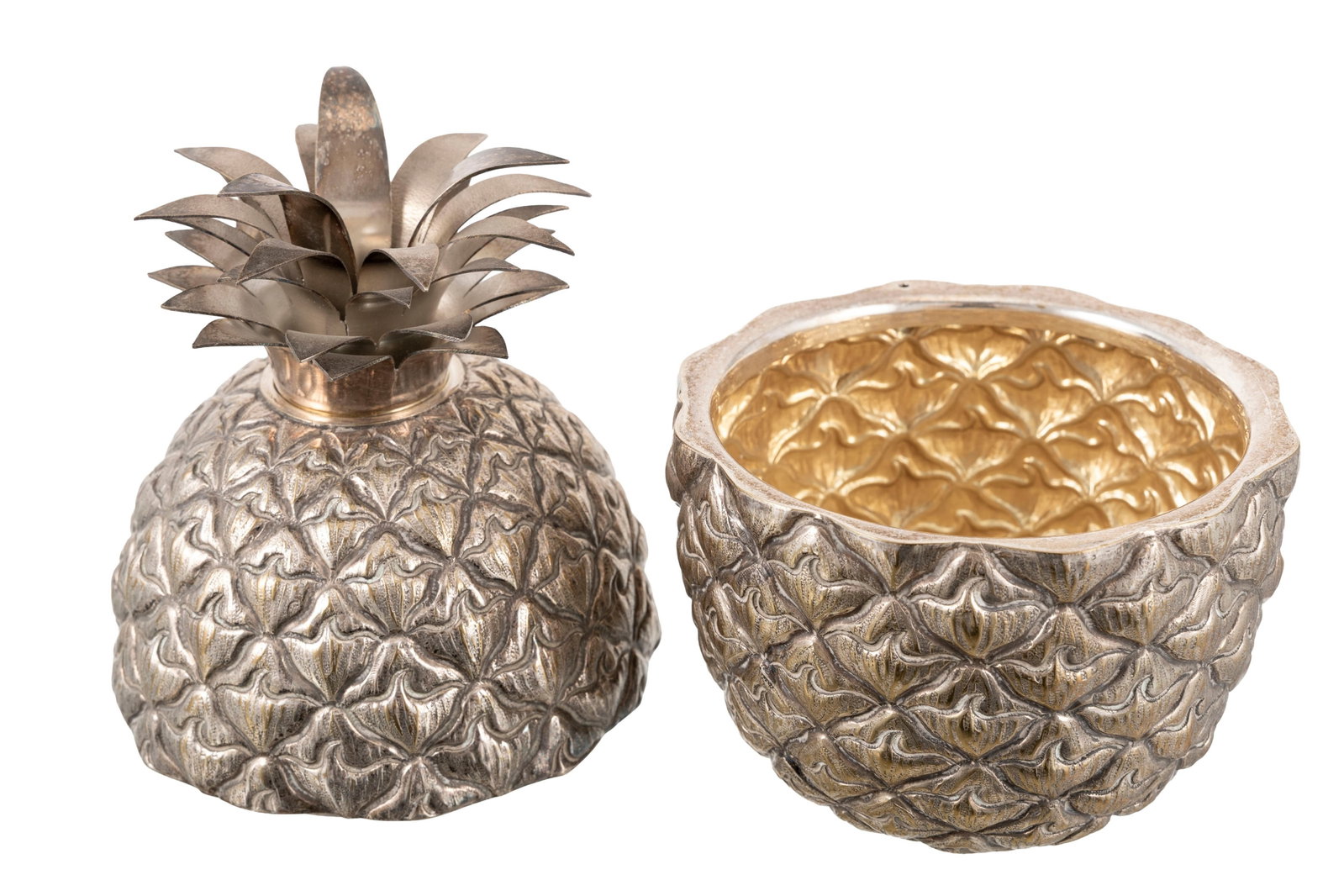 Seau à glaçons ananas en métal argenté, fin XXe s., h. 23 cm - 2