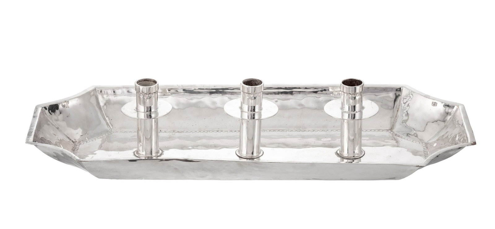 Ensemble d'1 paire de flambeaux avec plexiglas et 1 candélabre coupe en métal argenté - 3