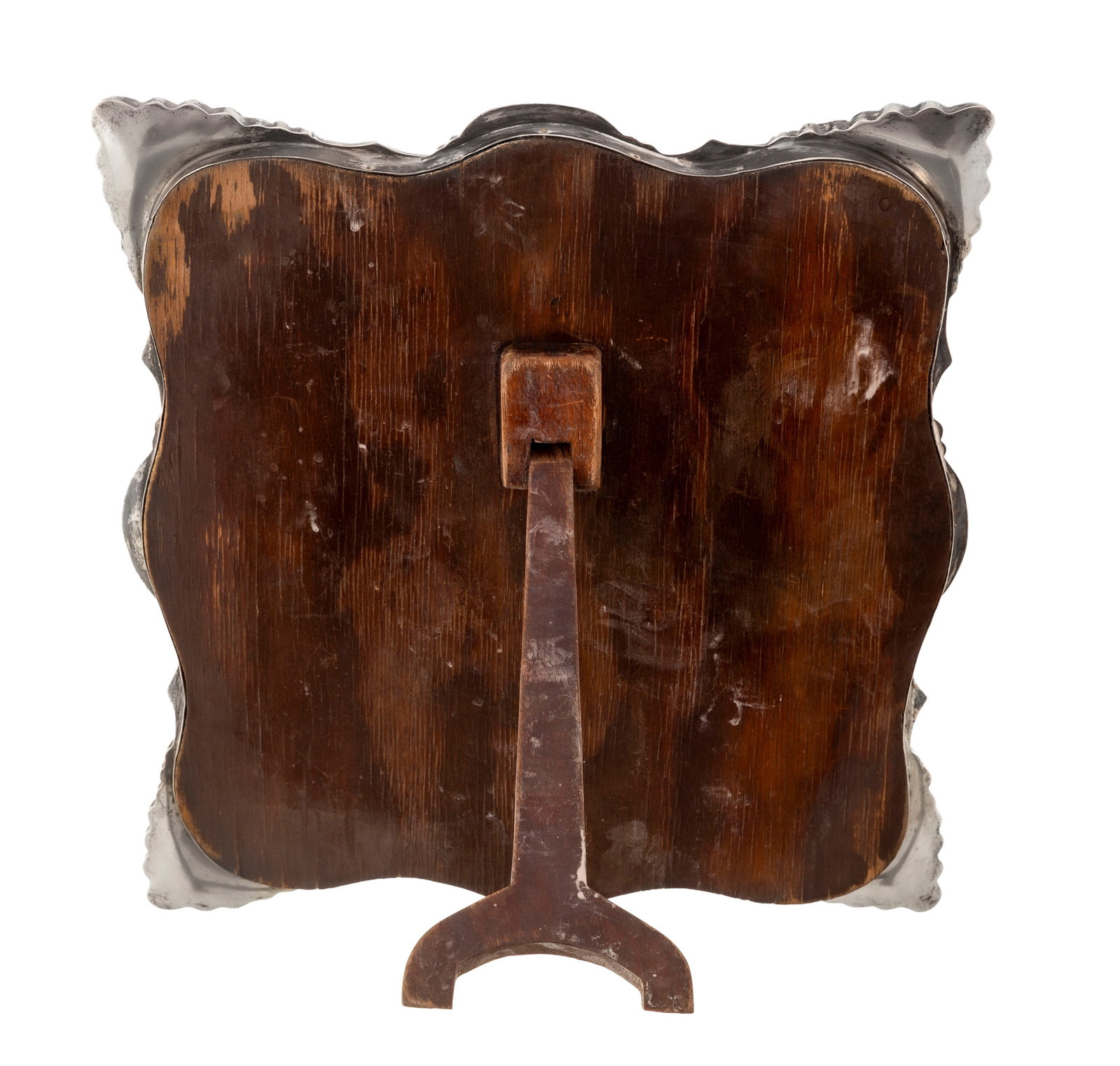 Miroir de table en métal argenté, XXe s., à riche décor de volutes et feuillage, - 4