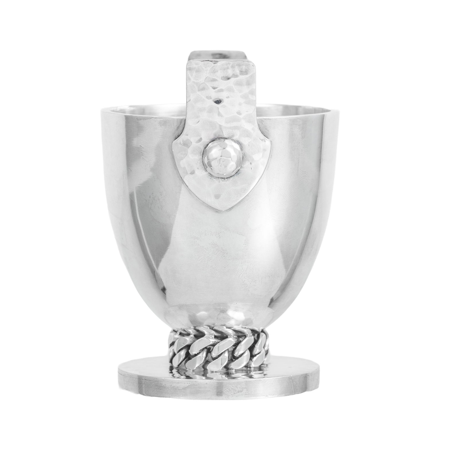 Jean Després (1889-1980). Coupe à anses sur talon en métal argenté en partie mar - 3