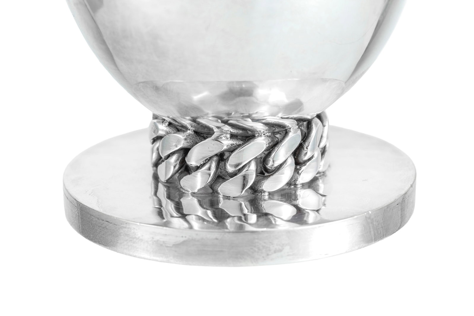 Jean Després (1889-1980). Coupe à anses sur talon en métal argenté en partie mar - 5