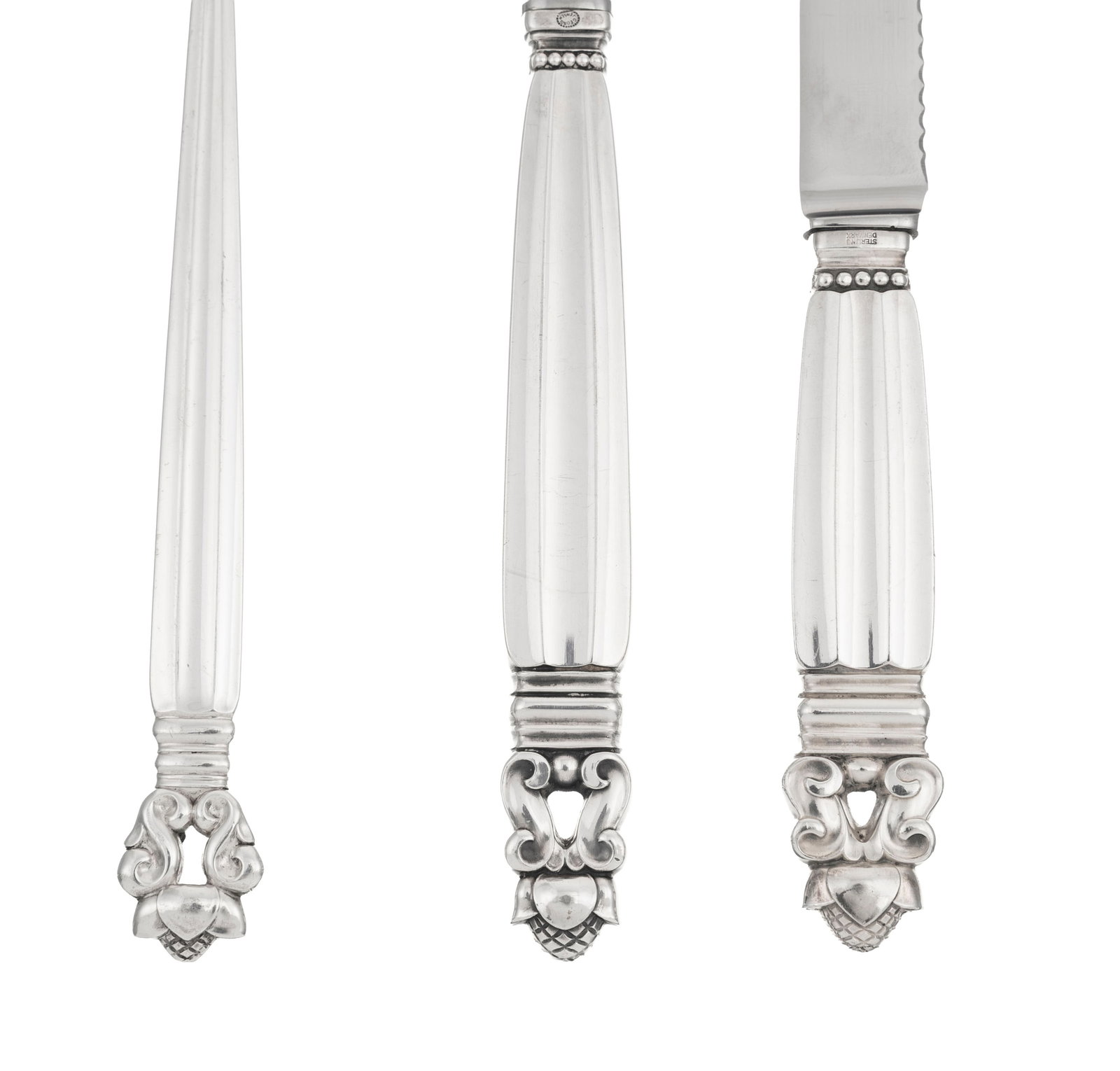 Georg Jensen. Ensemble d'1 décapsuleur, 1 cuiller à sauce et 1 couteau à fromage en a - 3