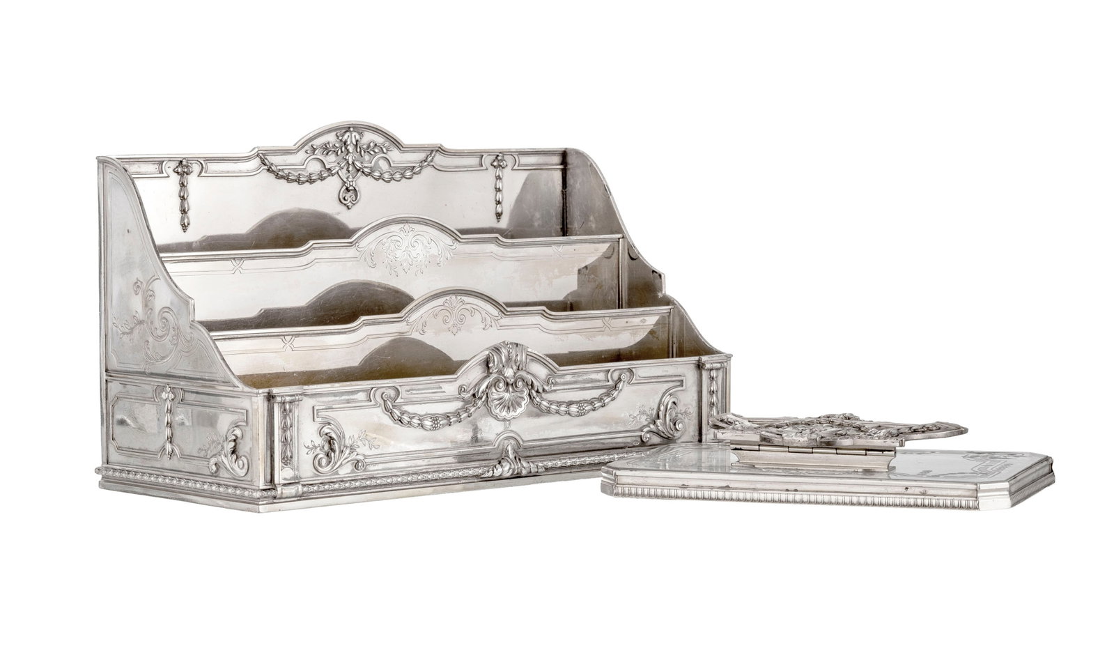 Tiffany & Co. Ensemble d'1 porte-courrier et 1 porte-cartes de style Louis XVI en argent et verre, m - 2