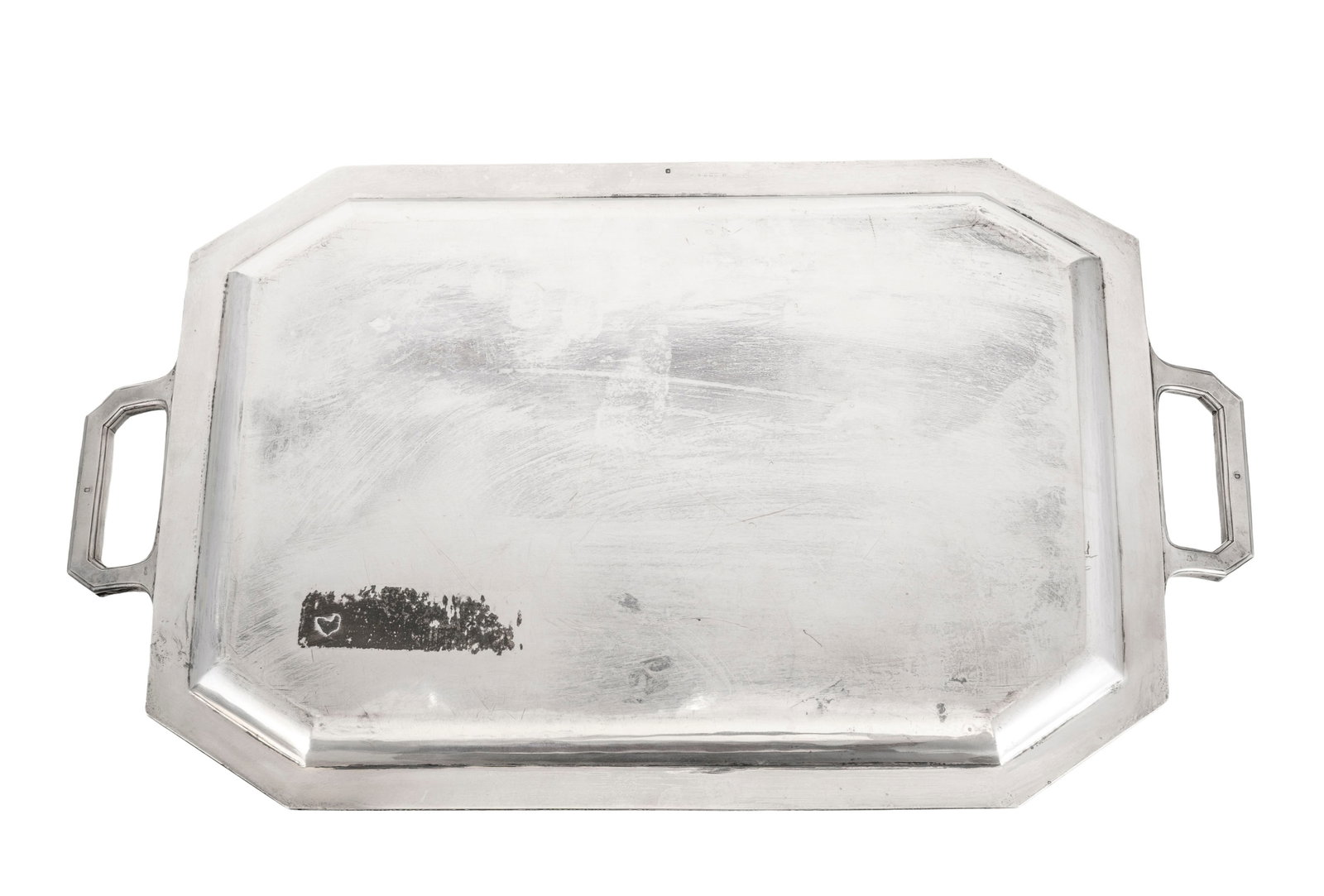 Plateau de service à pans coupés style Art Déco en argent Minerve 1er titre, à d - 3