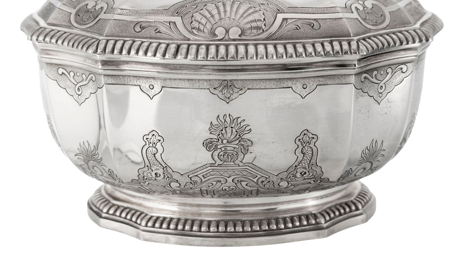Puiforcat. Sucrier en argent 925, Mercure 1er titre, Paris, XXe s., à décor style Rég - 4