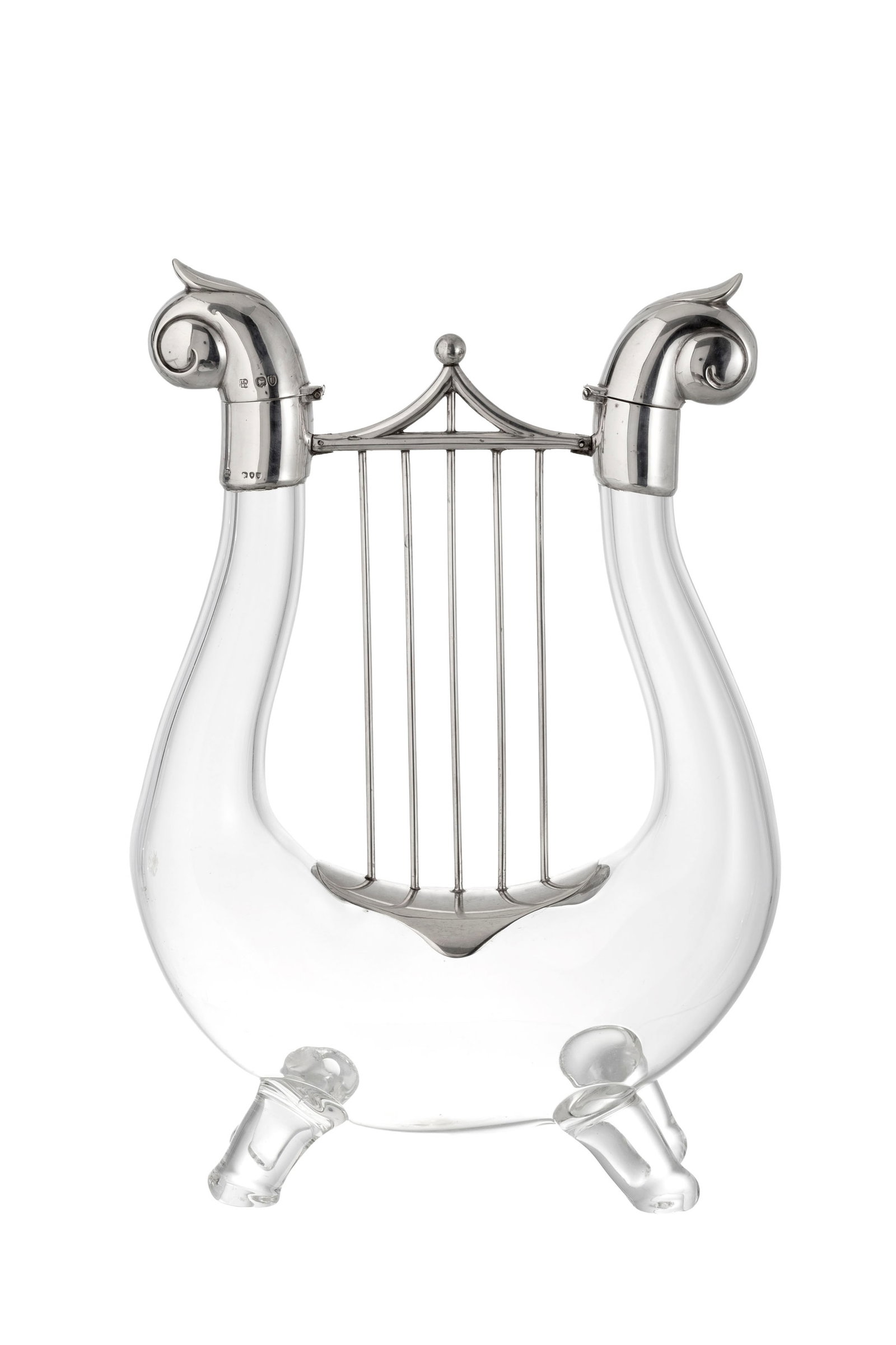 Claret en forme de lyre d'époque Victorienne en argent et verre, par Hukin & Heath, Londres, 18 - 2