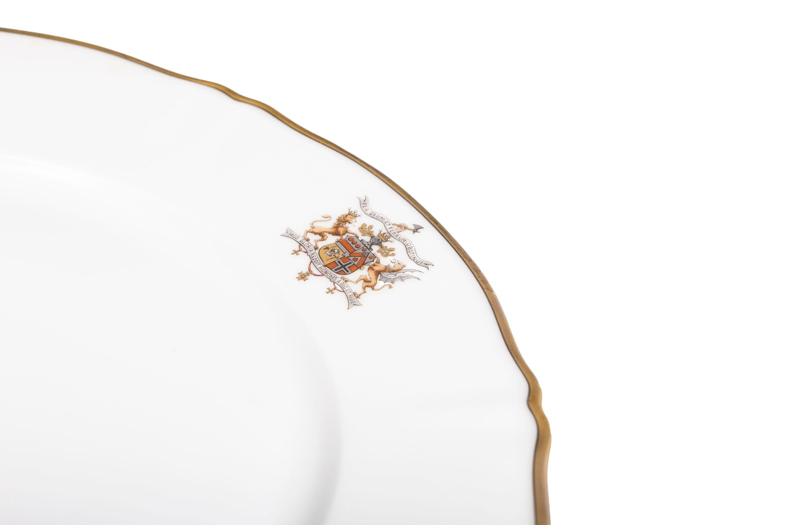 Ensemble de 12 assiettes en porcelaine blanche, marque Jules Etienne, Paris, à bordure or et ma - 5