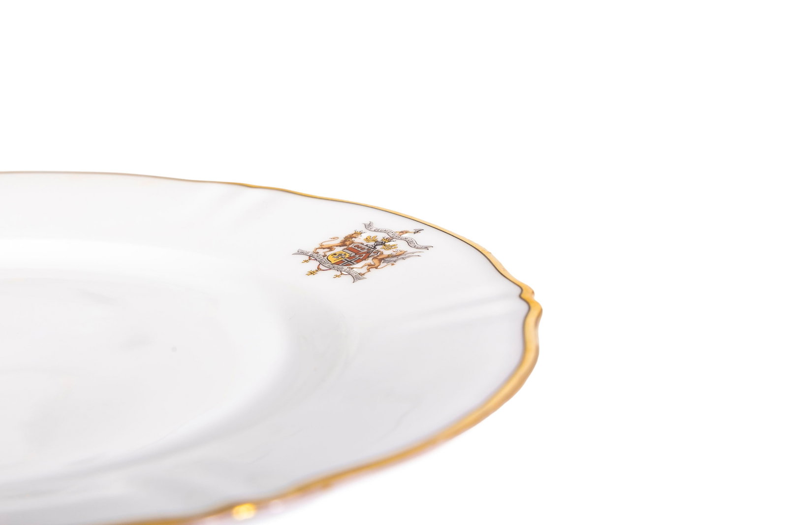 Ensemble de 12 assiettes en porcelaine blanche, marque Jules Etienne, Paris, à bordure or et ma - 6