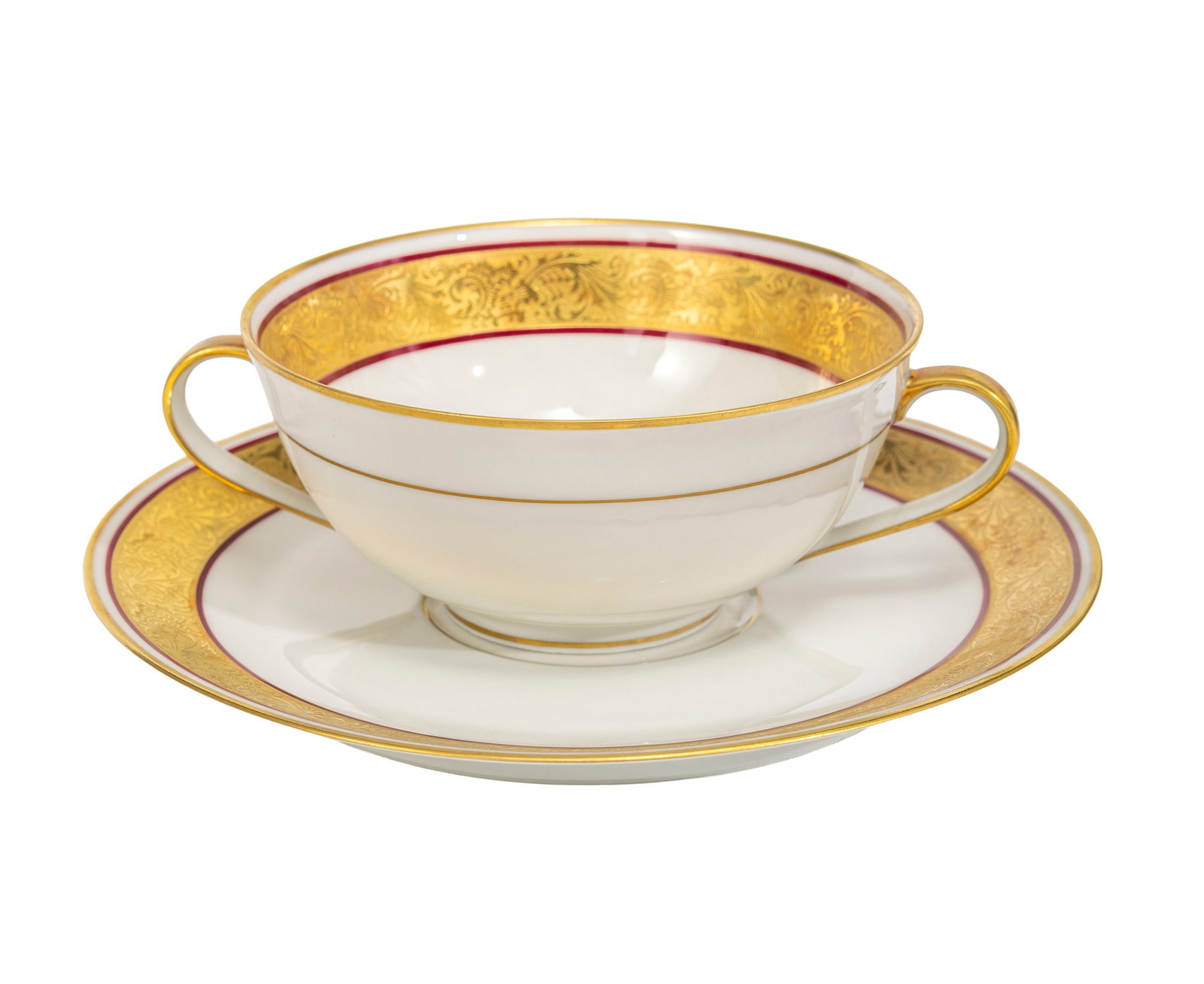 Limoges. Partie de service à dîner en porcelaine, à décor or et liseré bord - 3