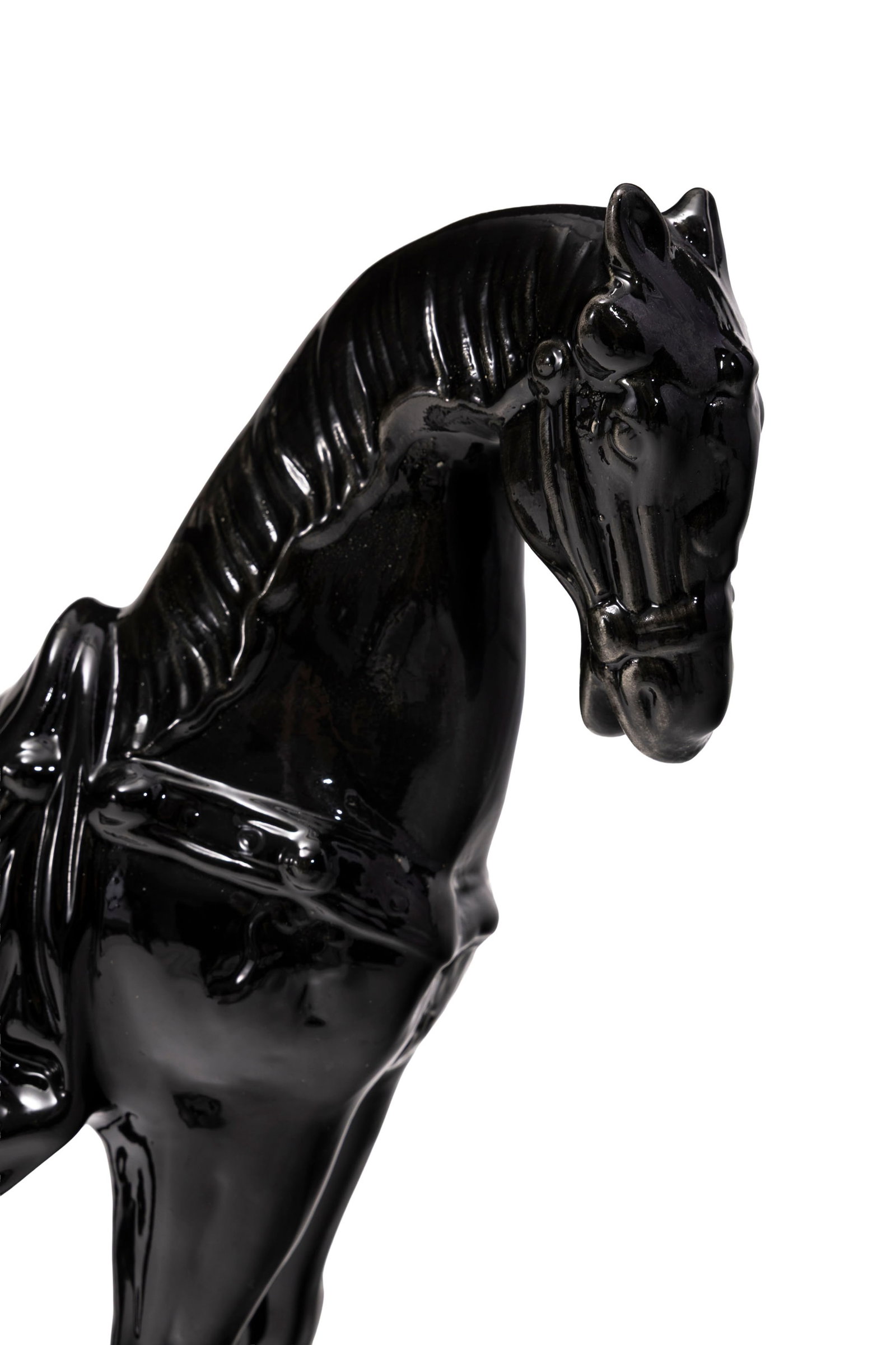 Cheval de style Tang en faïence à glaçure noire, XXe s., h. 36 cm - 4