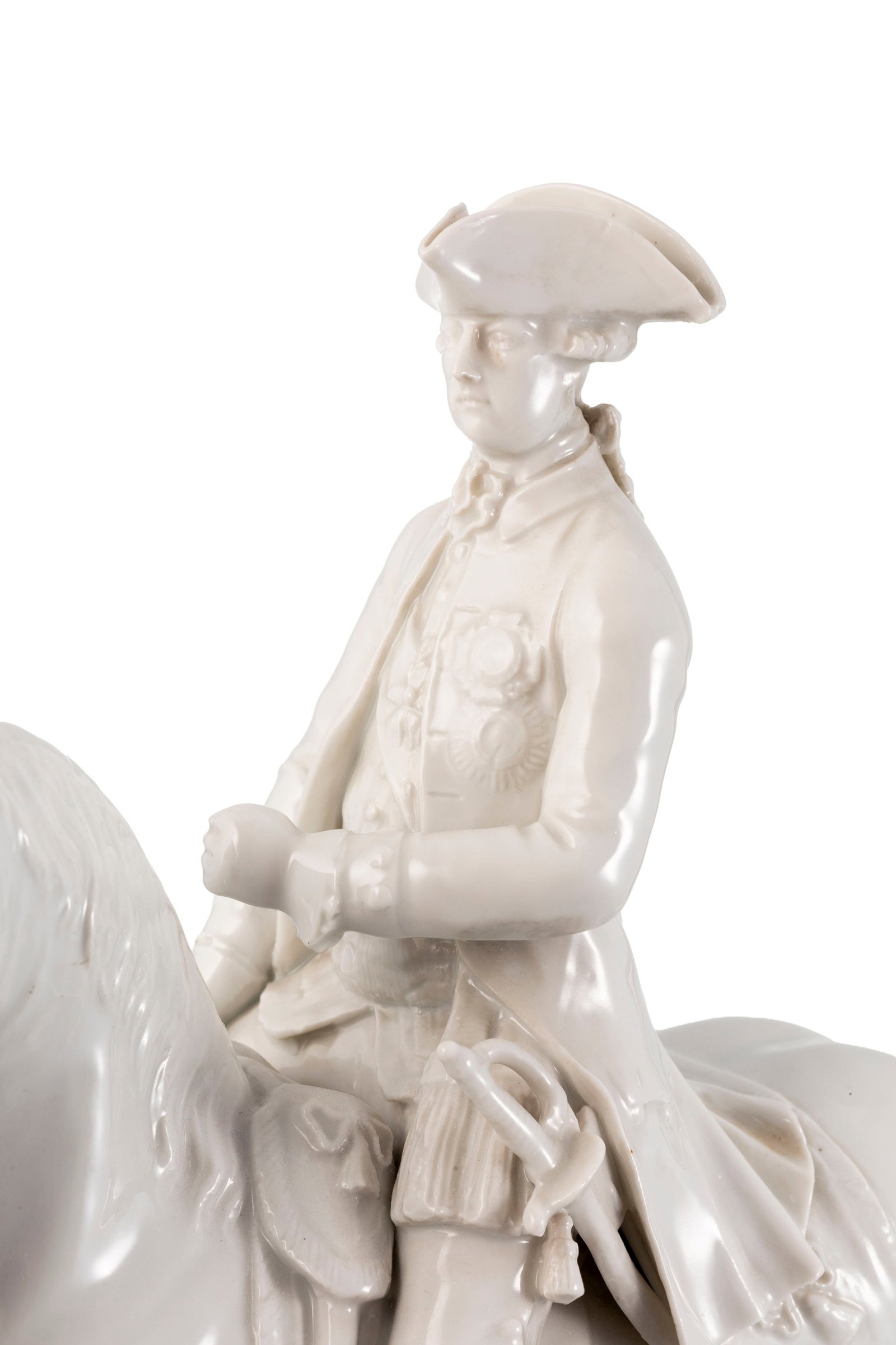 Frédéric II à cheval, en porcelaine de Füsrtenberg, XXe s., en 2 parties, d'apr& - 4