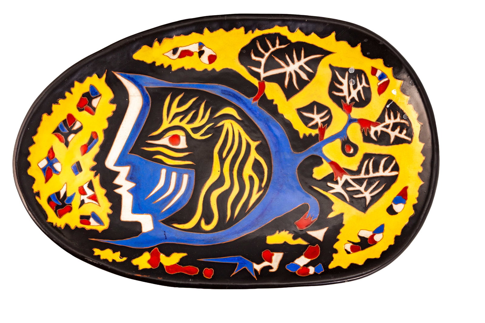 Jean Lurçat (1892-1966). Plat en céramique émaillée, années 1950, signé: Jean Lurçat (1892-1966). Plat en céramique émaillée, années 1950, signé Jean Lurçat Sant Vicens 10/50, long. 54,5 cm