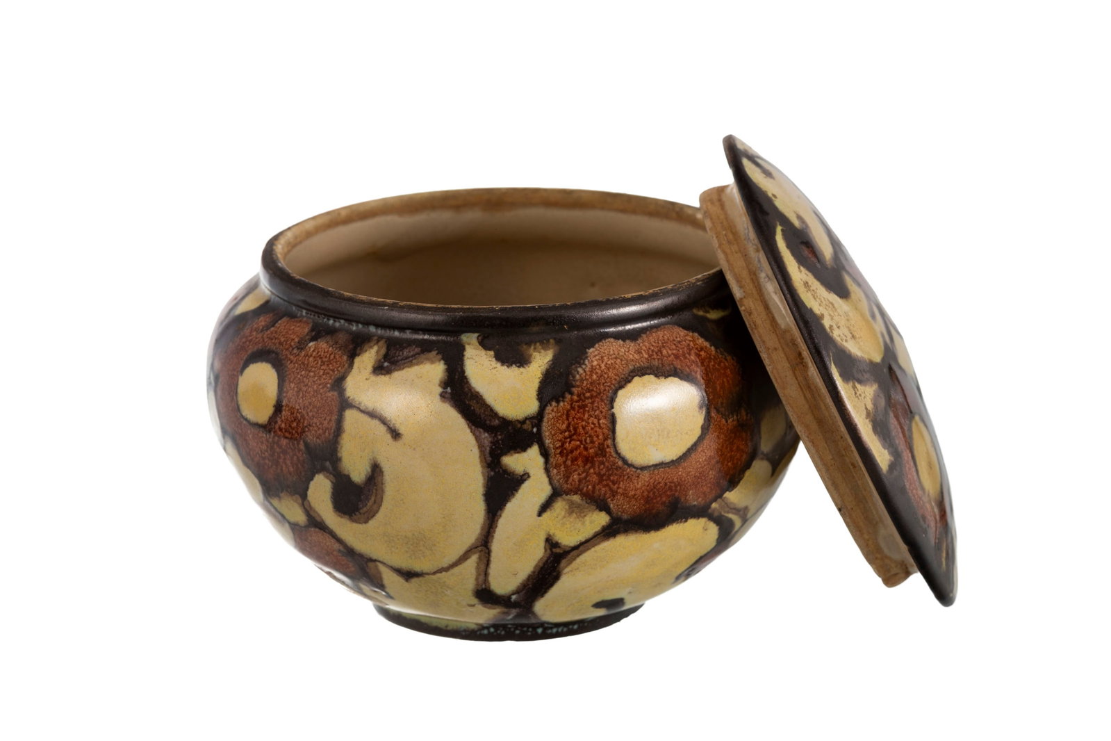 Noverraz (1914-1981). Ensemble d'1 boîte et 1 coupe à anses en céramique émaill& - 3