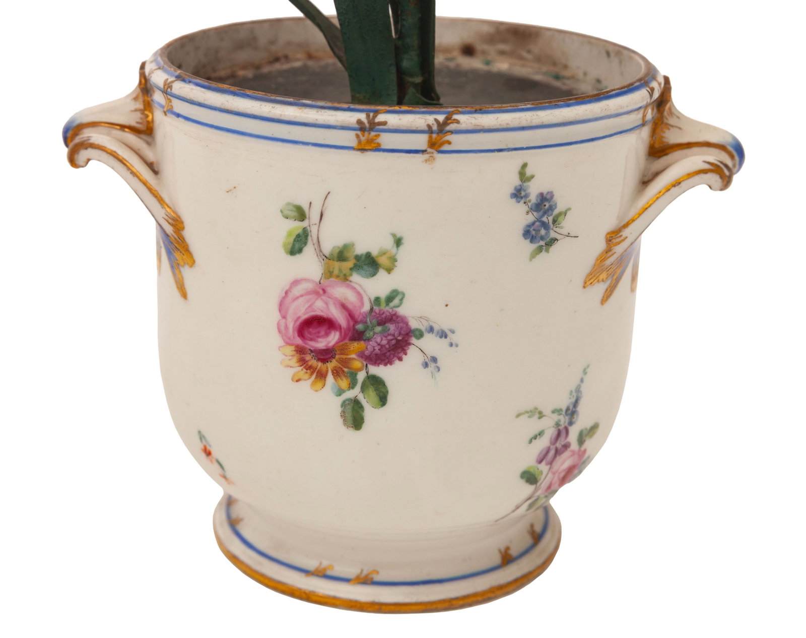 Paire de cache-pots en porcelaine et tôle peinte dans le goût de Sèvres, à d - 3