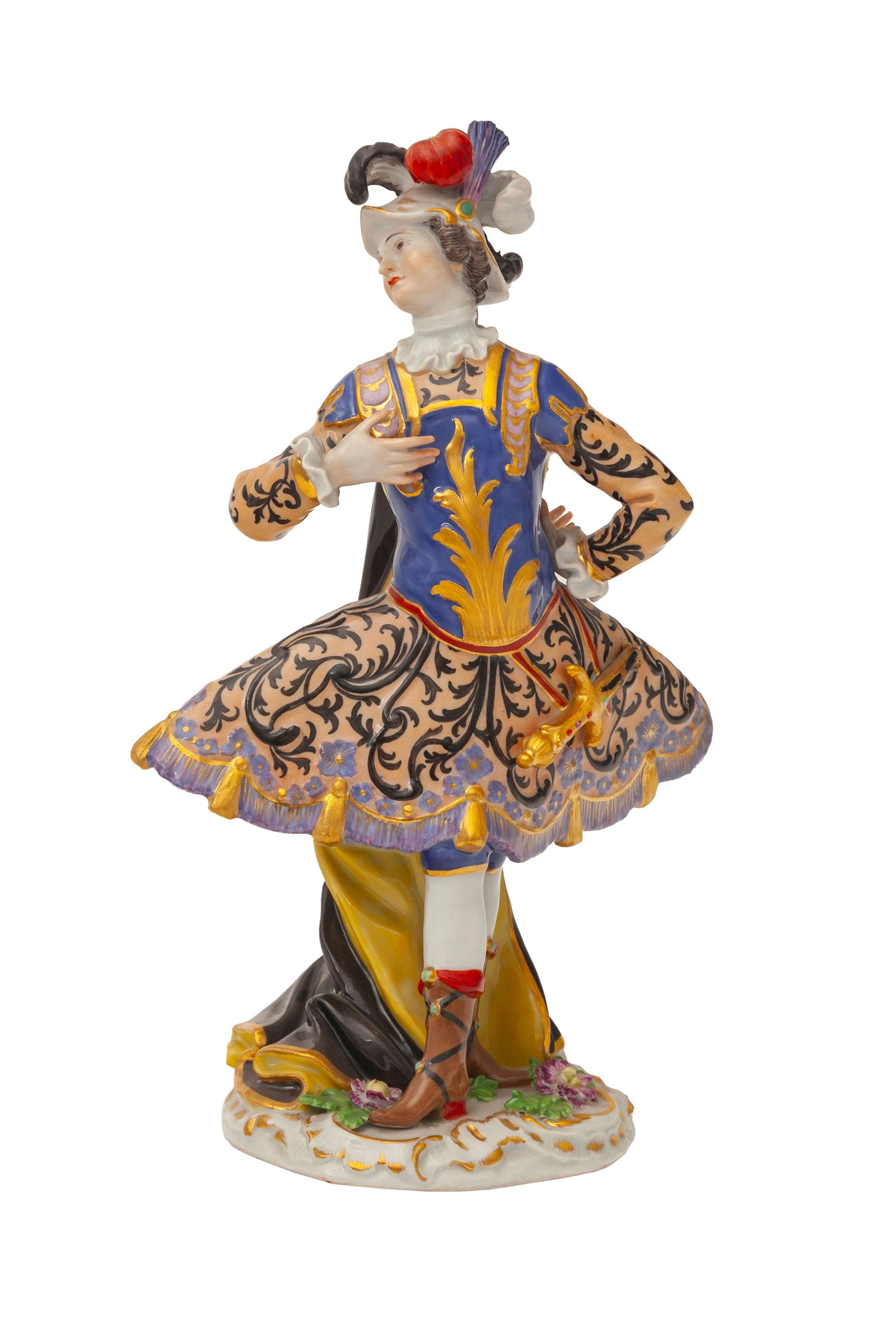 Meissen. Danseur en porcelaine, XIXe s., marque sous la base, h. 22 cm: Meissen. Danseur en porcelaine, XIXe s., marque sous la base, h. 22 cm Condition manques
