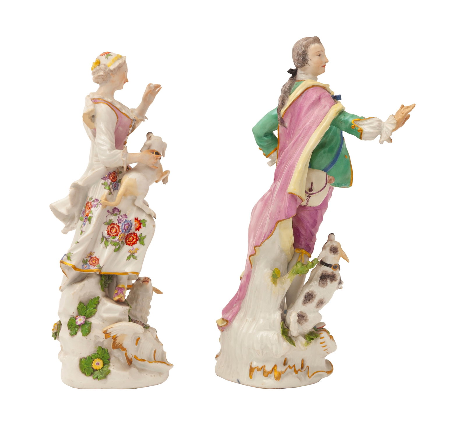 Meissen. Berger et bergère en porcelaine, XIXe s., h. 26,5 et 27,5 cm - 3