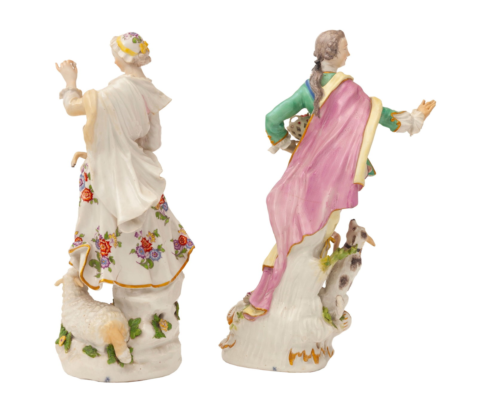 Meissen. Berger et bergère en porcelaine, XIXe s., h. 26,5 et 27,5 cm - 4