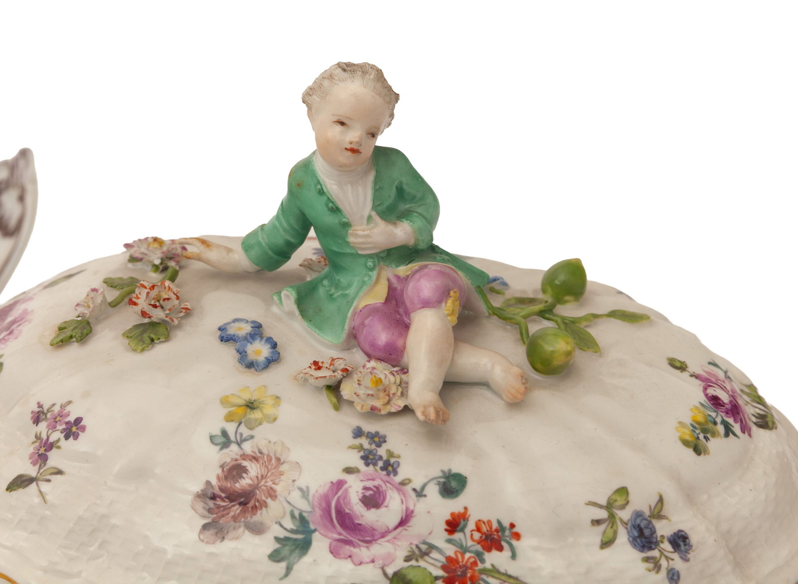 Meissen. Ensemble d'1 terrine et 1 présentoir en porcelaine, XIXe s., à décor de fleu - 4