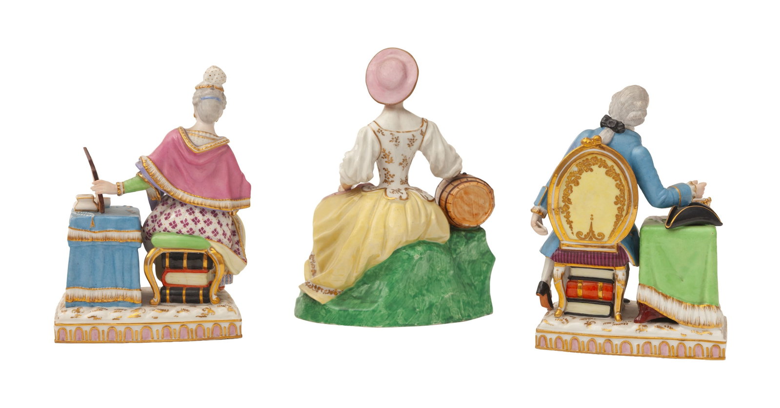 Jacob Petit. Ensemble de 3 figures assises en porcelaine, Paris, XIXe s., à décor polychro - 4