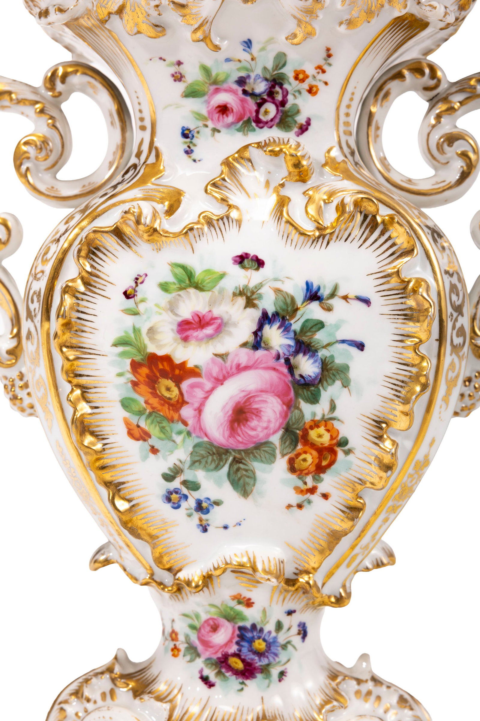 Jacob Petit. Paire de vases et présentoirs en porcelaine, Paris, XIXe s., à décor pol - 6