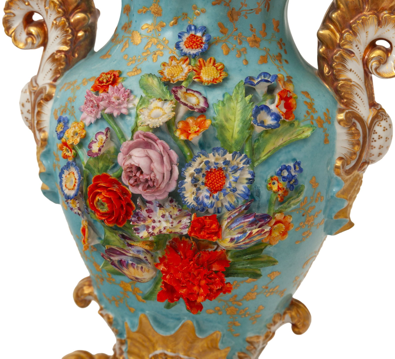 Jacob Petit. Ensemble de 2 vases et 1 pot pourri coquille en porcelaine, Paris, XIXe s., à rich - 5