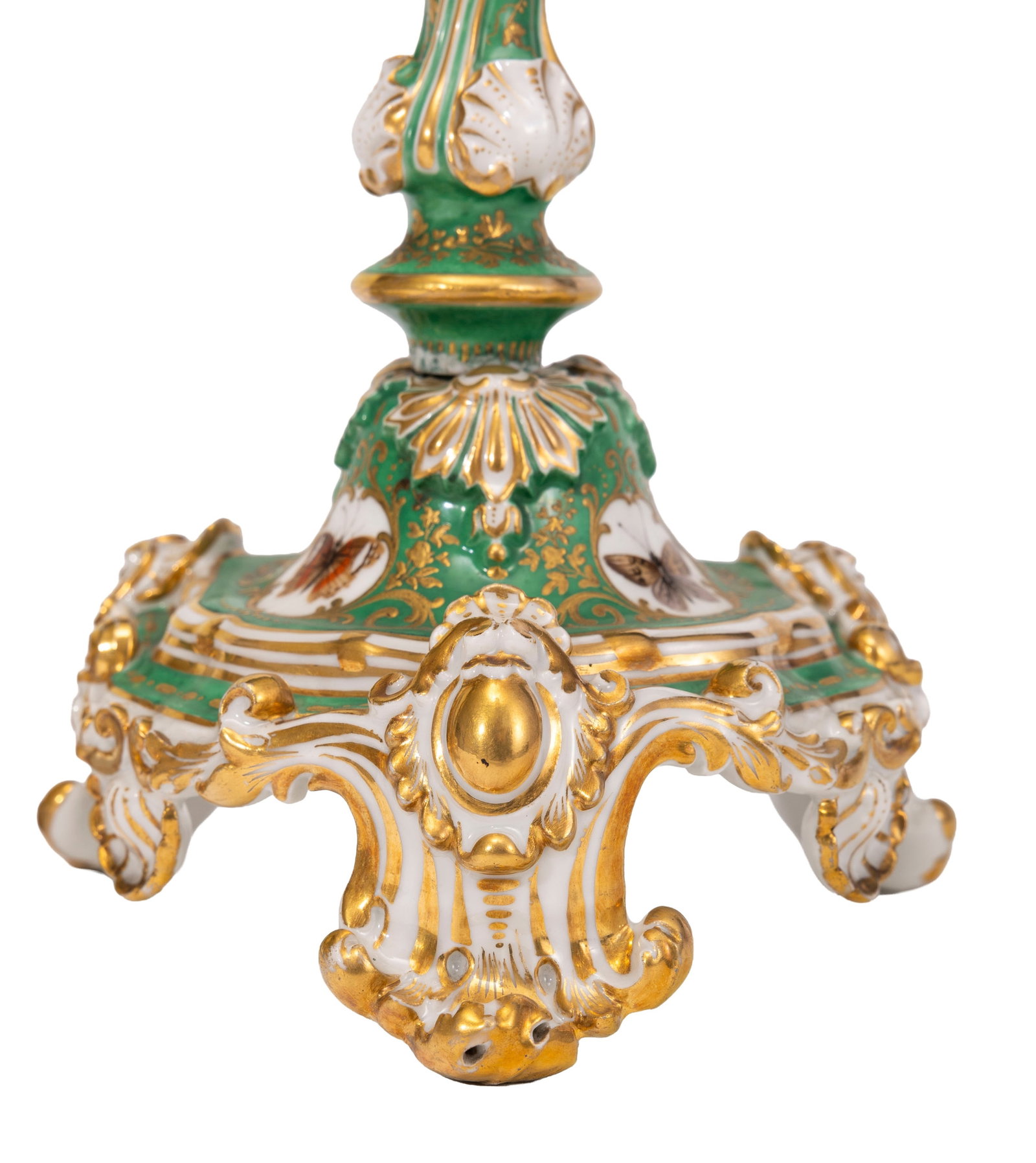 Jacob Petit. Ensemble de 2 paires de bougeoirs en porcelaine, Paris, XIXe s., à décor de f - 8