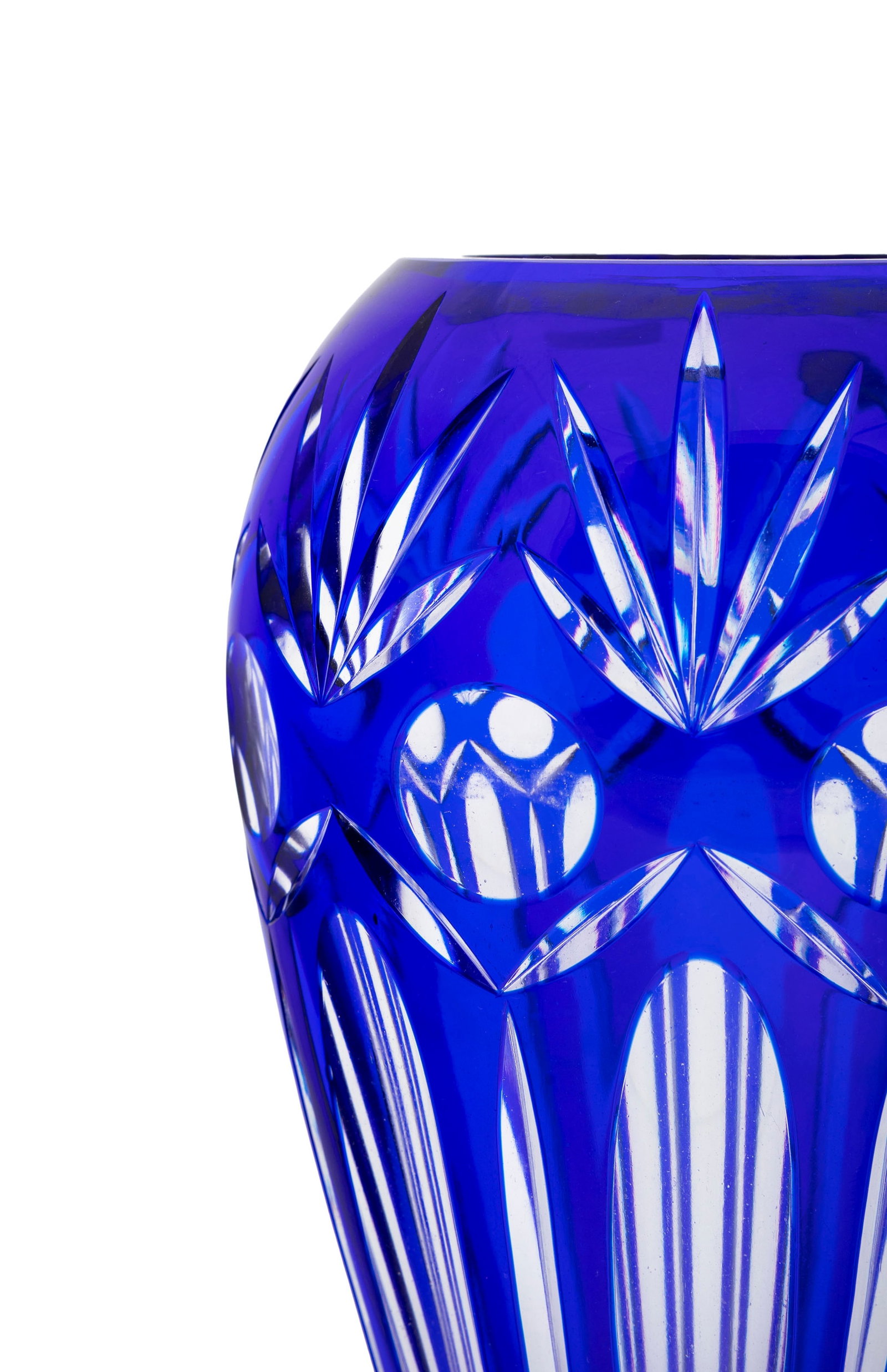 Vase ovoïde en cristal blanc et bleu, A&H, Allemagne de l'Ouest, XXe s. (avant 1990), à d& - 3