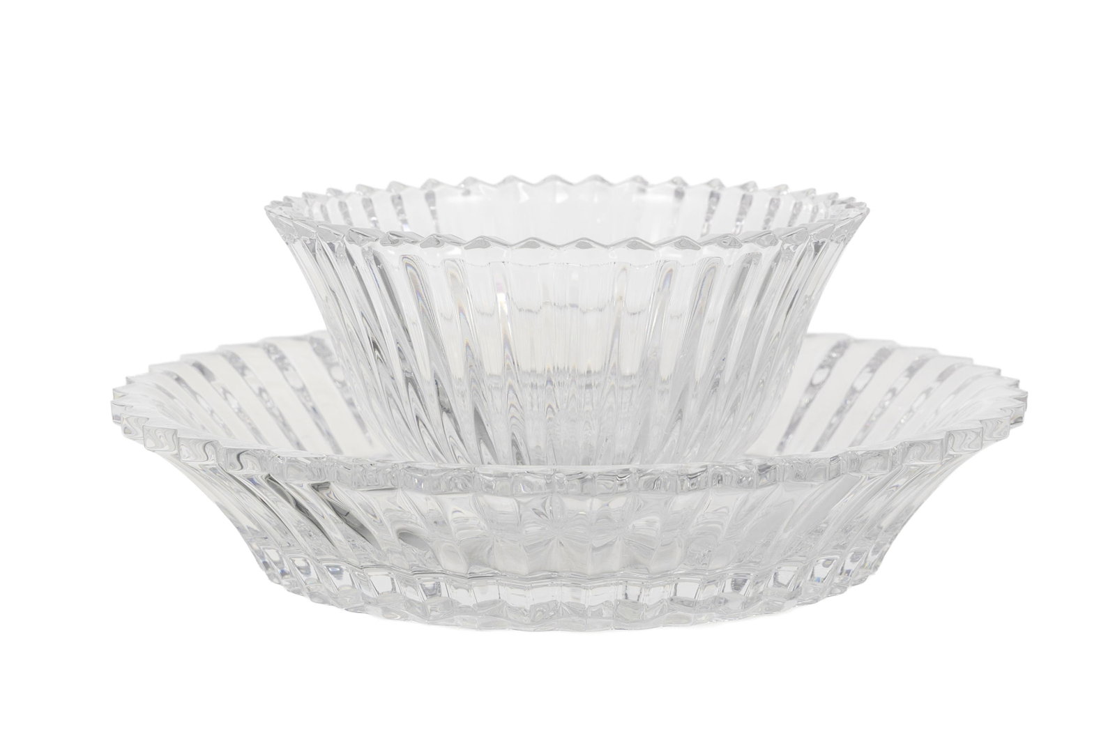 Baccarat. Ensemble d'1 coupe ronde et 1 coupelle ronde en cristal, diam. 12,5 et 19 cm: Baccarat. Ensemble d'1 coupe ronde et 1 coupelle ronde en cristal, diam. 12,5 et 19 cm