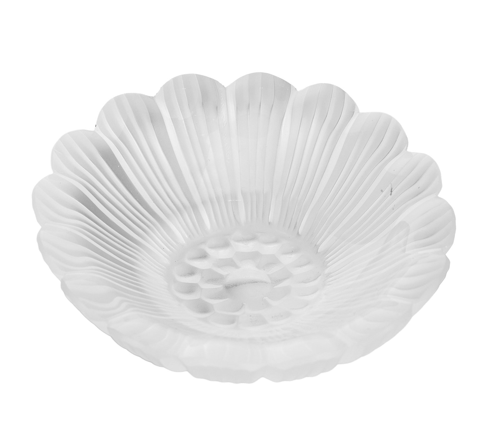 Lalique France. Ensemble d'1 oiseau et 1 coupelle fleur en verre moulé-pressé en partie sa - 2