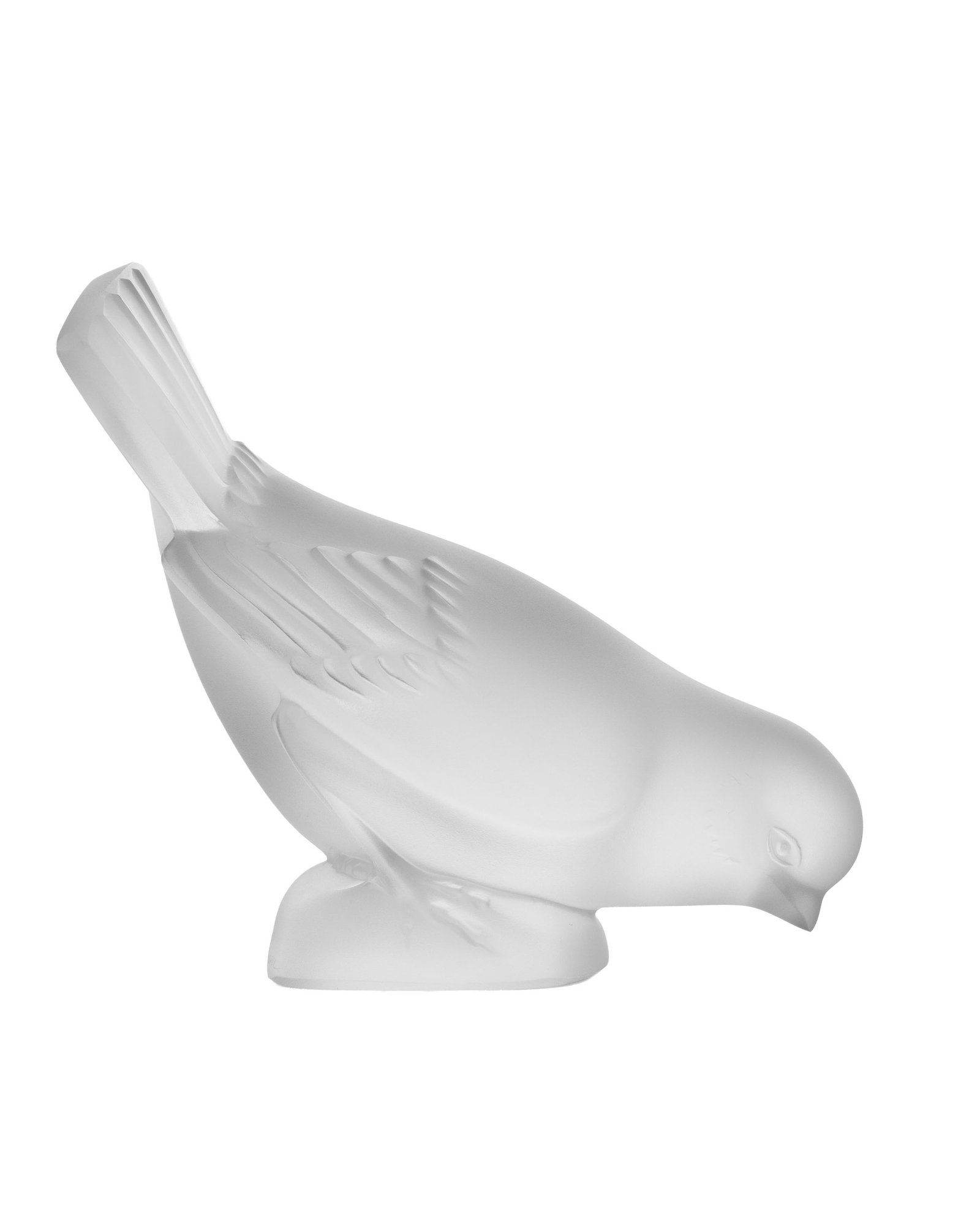Lalique France. Ensemble d'1 oiseau et 1 coupelle fleur en verre moulé-pressé en partie sa - 3