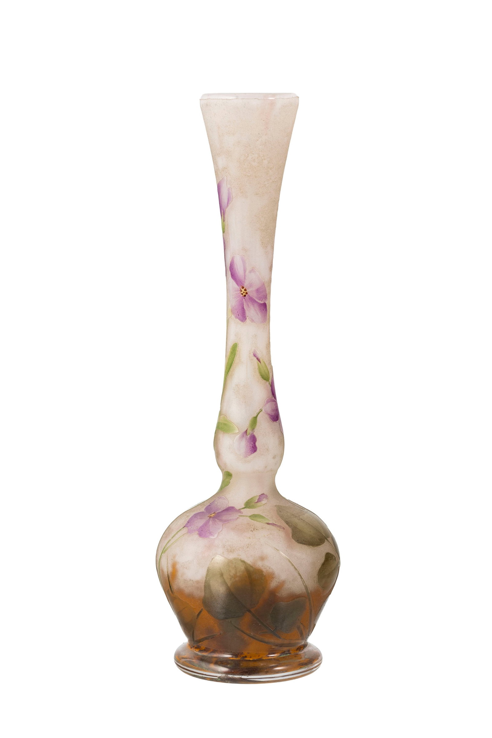 Daum Nancy. Vase soliflore en verre multicouche, à décor gravé à l'acide et  - 2