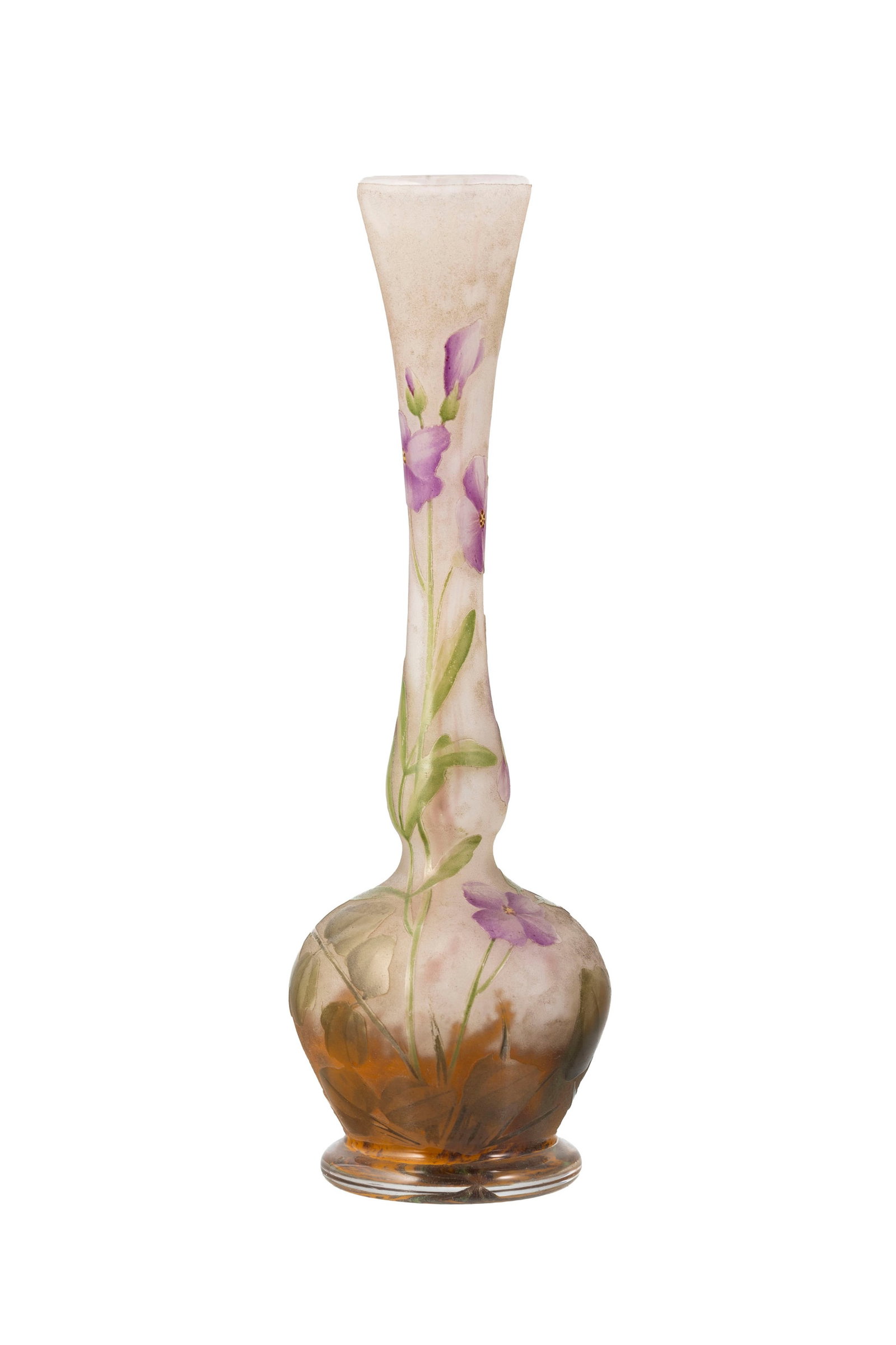 Daum Nancy. Vase soliflore en verre multicouche, à décor gravé à l'acide et  - 3