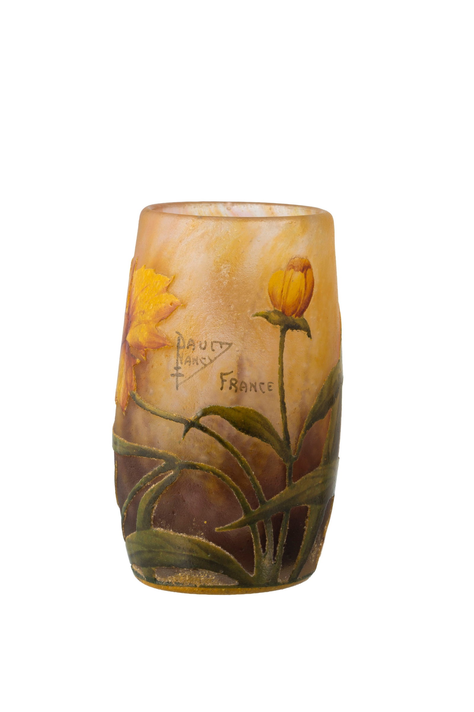 Daum Nancy. Petit vase ovoïde en verre multicouche, à décor gravé à l'acide - 2