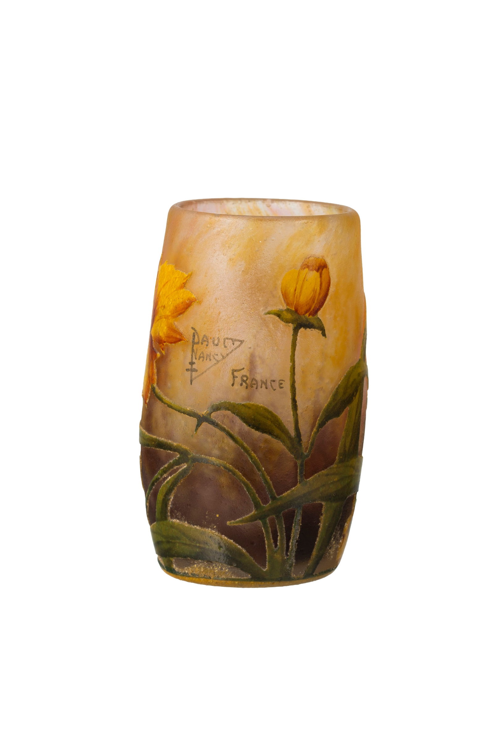 Daum Nancy. Petit vase ovoïde en verre multicouche, à décor gravé à l'acide - 3