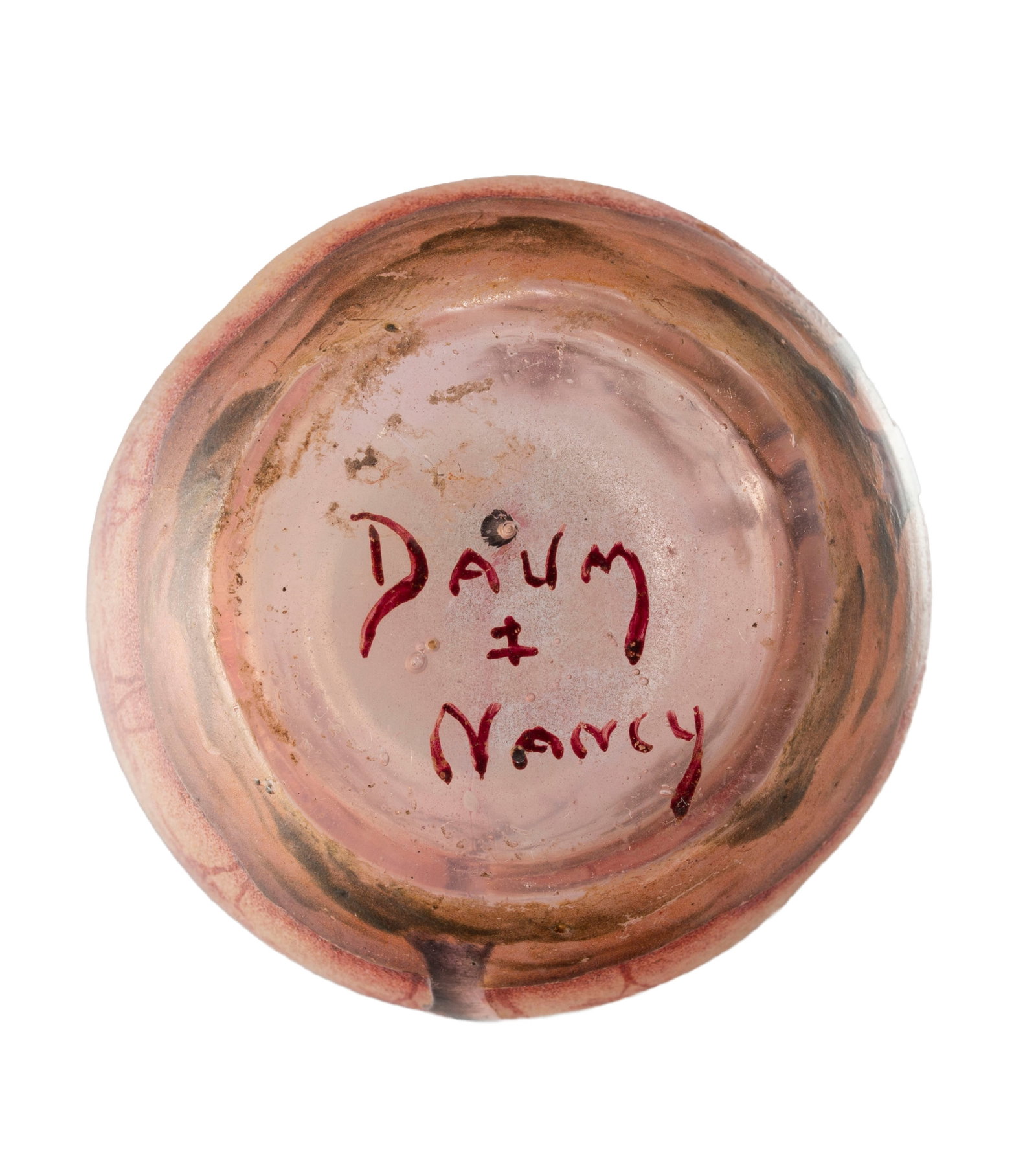 Daum Nancy. Vase miniature en verre givré multicouche, à décor forestier dégag&# - 6