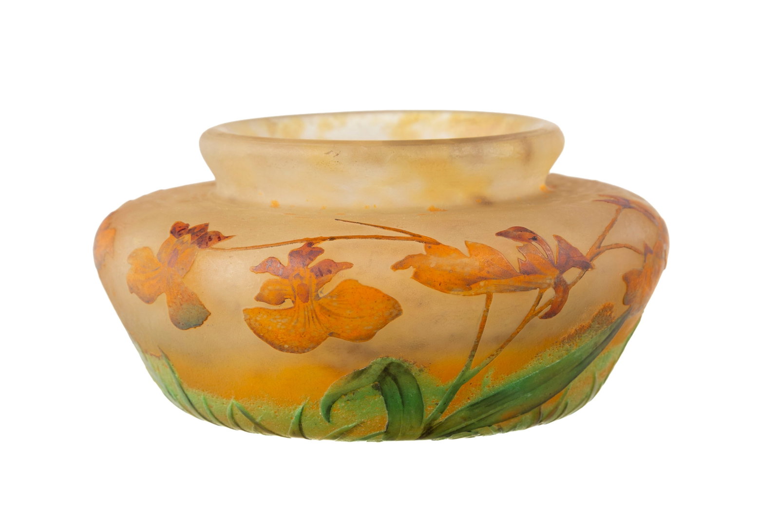 Daum Nancy. Vase à panse renflée et col ourlé en verre multicouche, à décor - 2