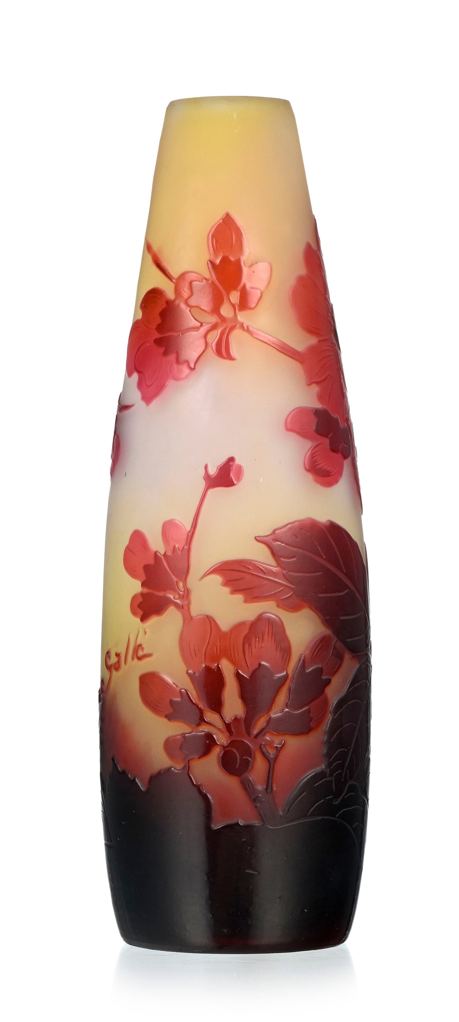 Gallé. Vase fuseau en verre multicouche, à décor dégagé à l'acide de f - 2