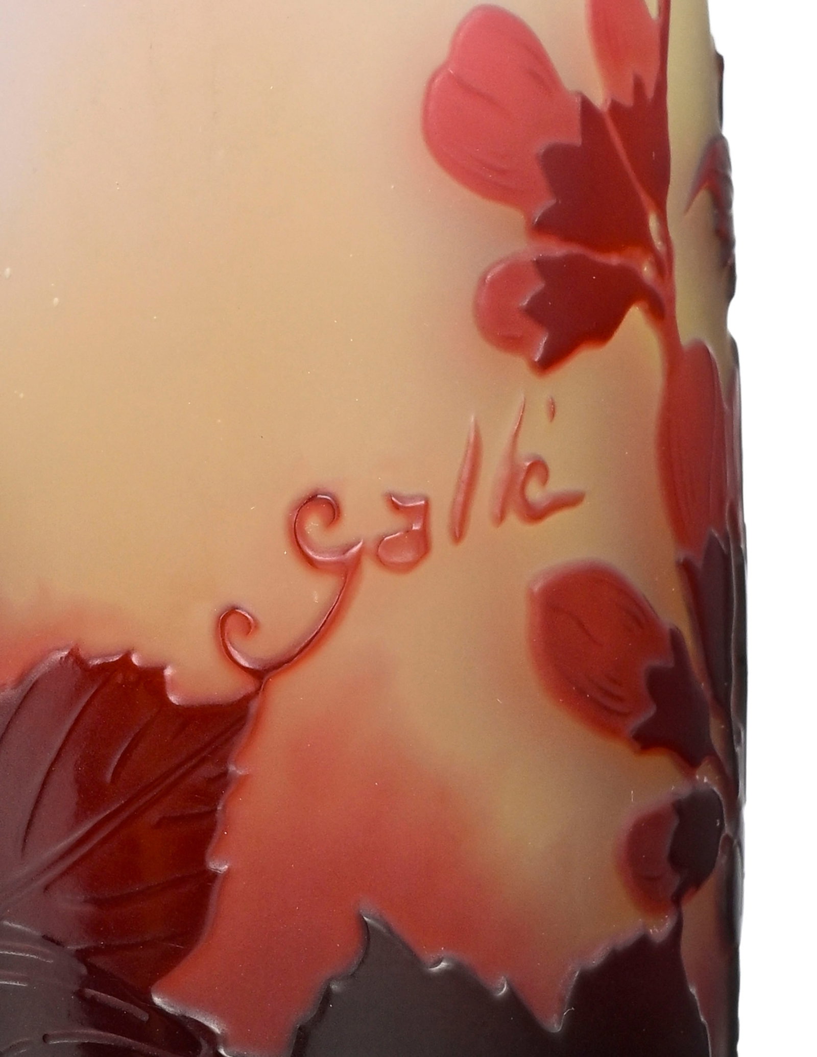 Gallé. Vase fuseau en verre multicouche, à décor dégagé à l'acide de f - 4