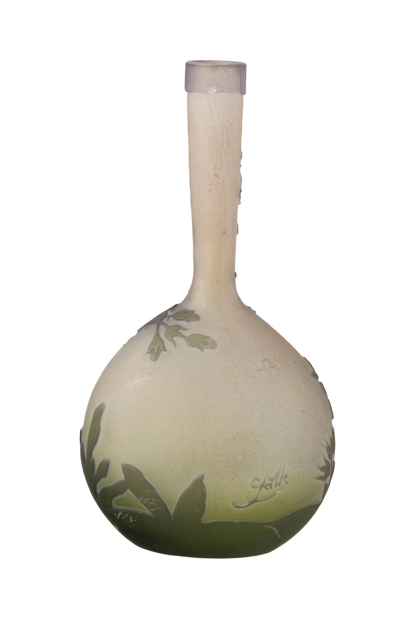 Gallé. Vase soliflore en verre multicouche, à décor dégagé à l'acide d - 2