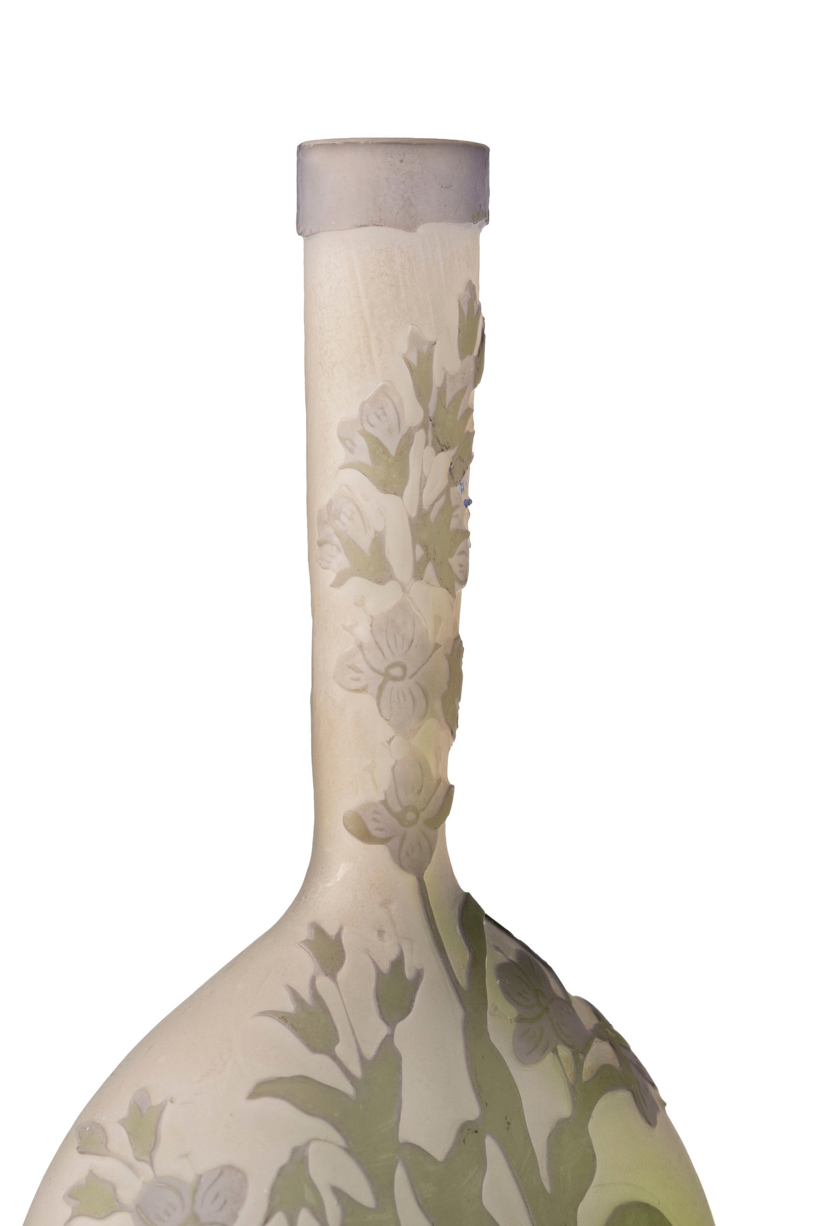 Gallé. Vase soliflore en verre multicouche, à décor dégagé à l'acide d - 3