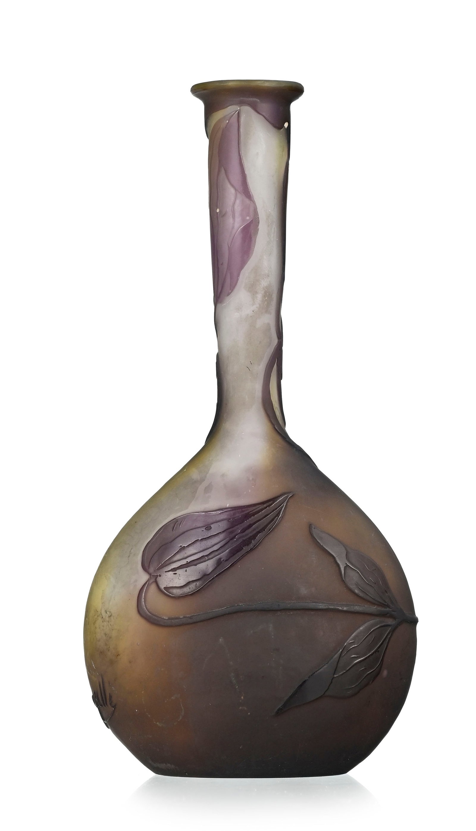 Gallé. Vase soliflore en verre multicouche, à décor dégagé à l'acide d - 2