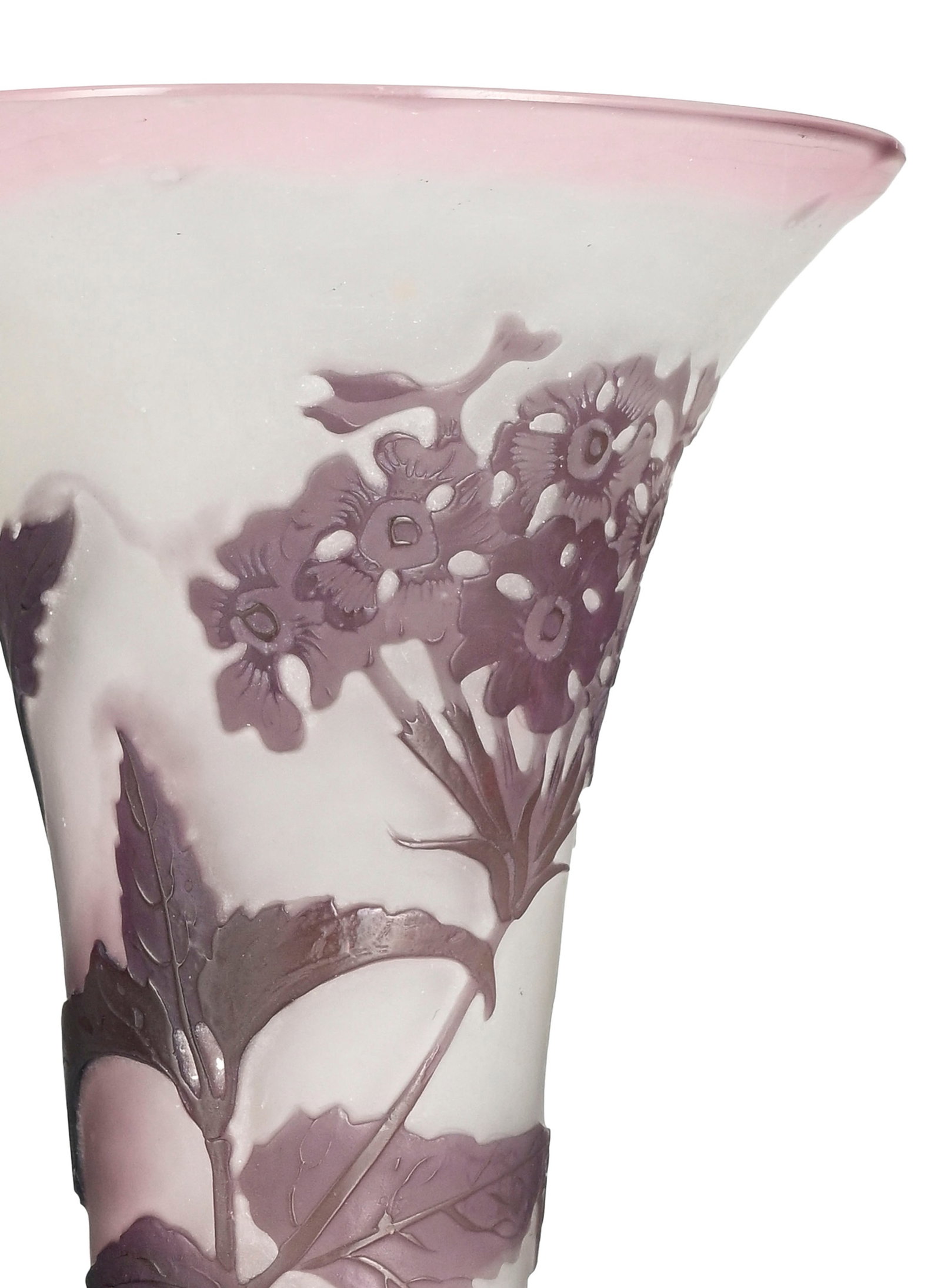 Gallé. Vase à col évasé et base renflée en verre multicouche, à dé - 3