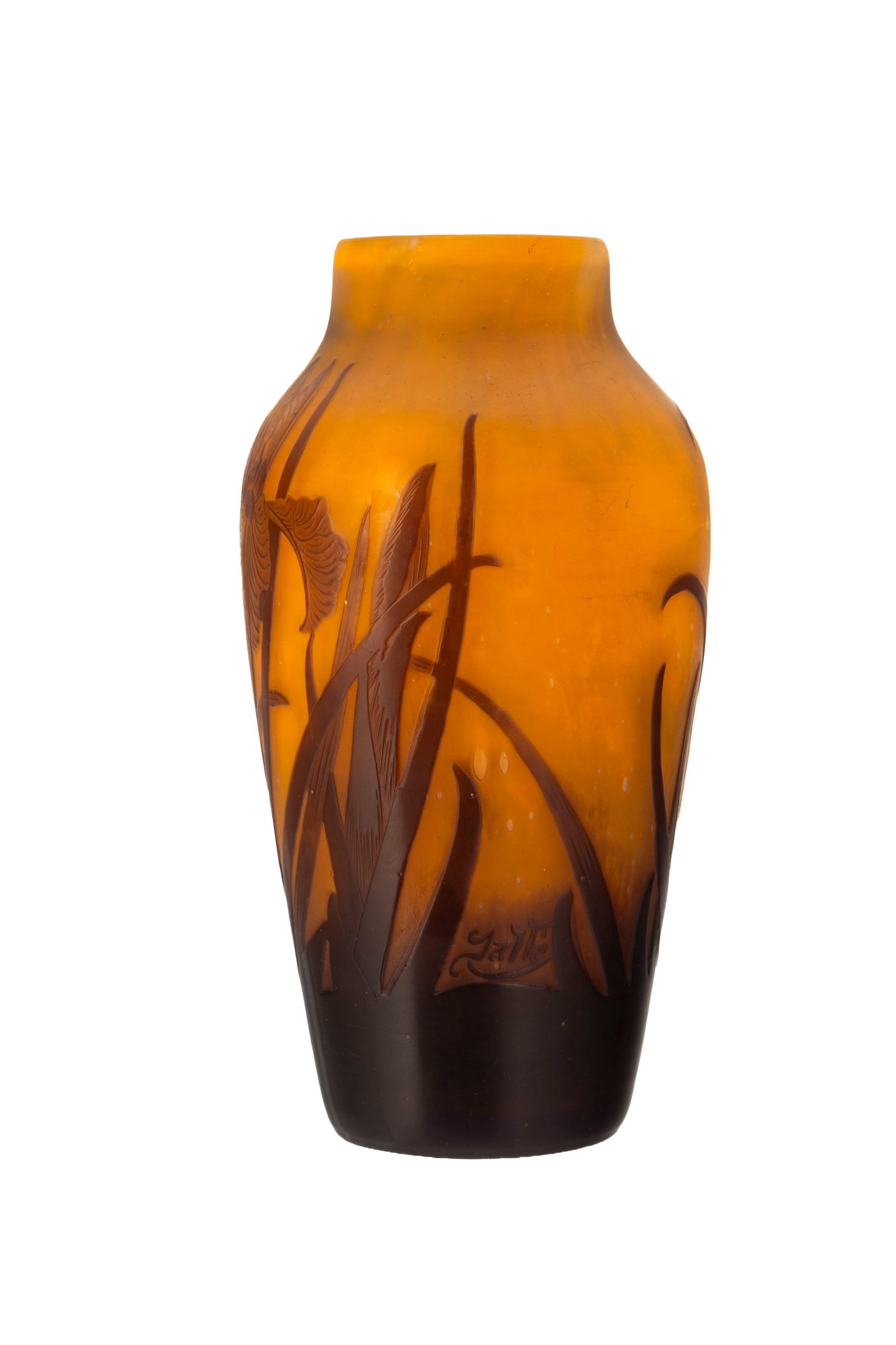 Gallé. Vase à col droit en verre multicouche, à décor dégagé à l' - 2
