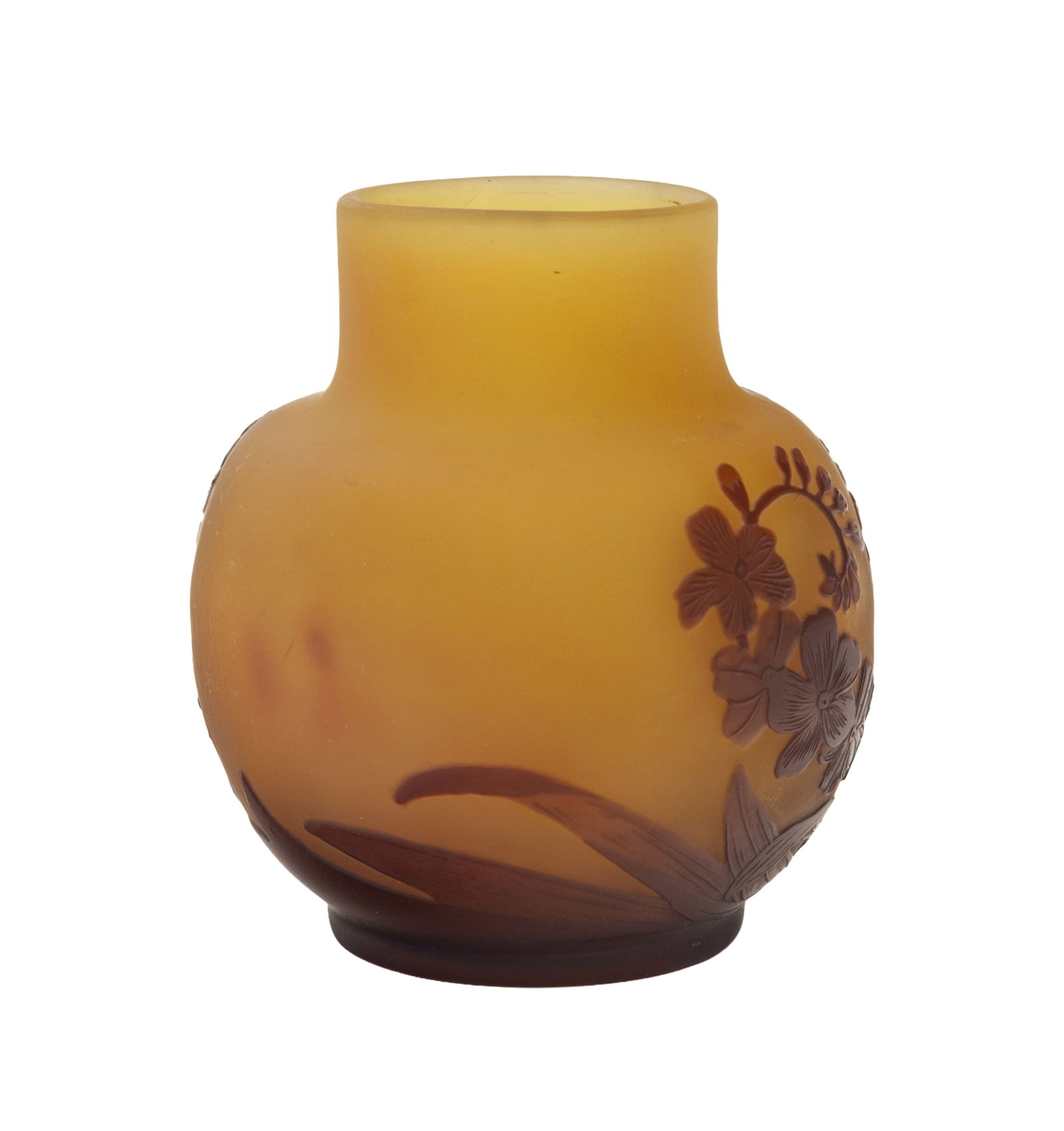 Gallé. Vase pansu à col droit en verre multicouche, à décor dégagé  - 2