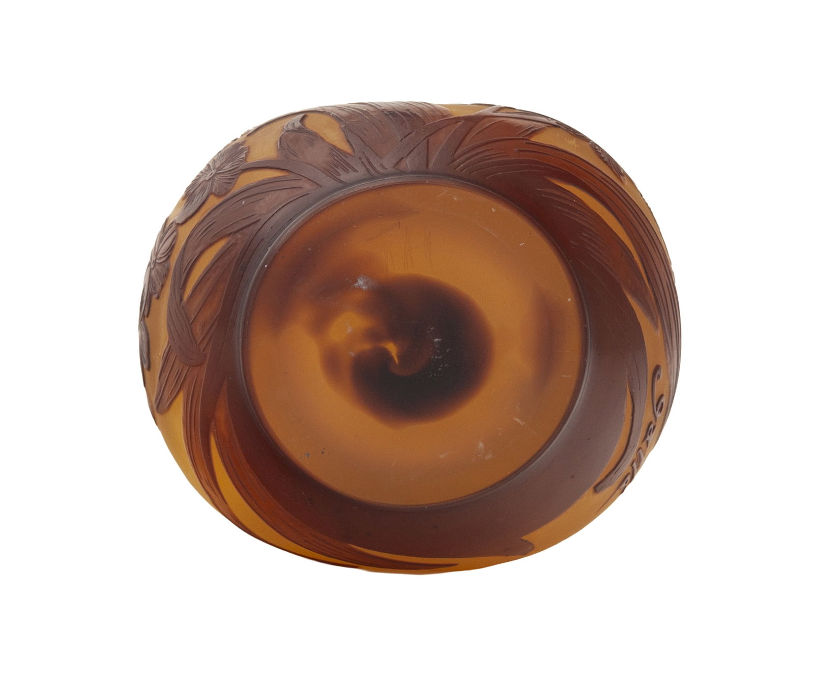 Gallé. Vase pansu à col droit en verre multicouche, à décor dégagé  - 4